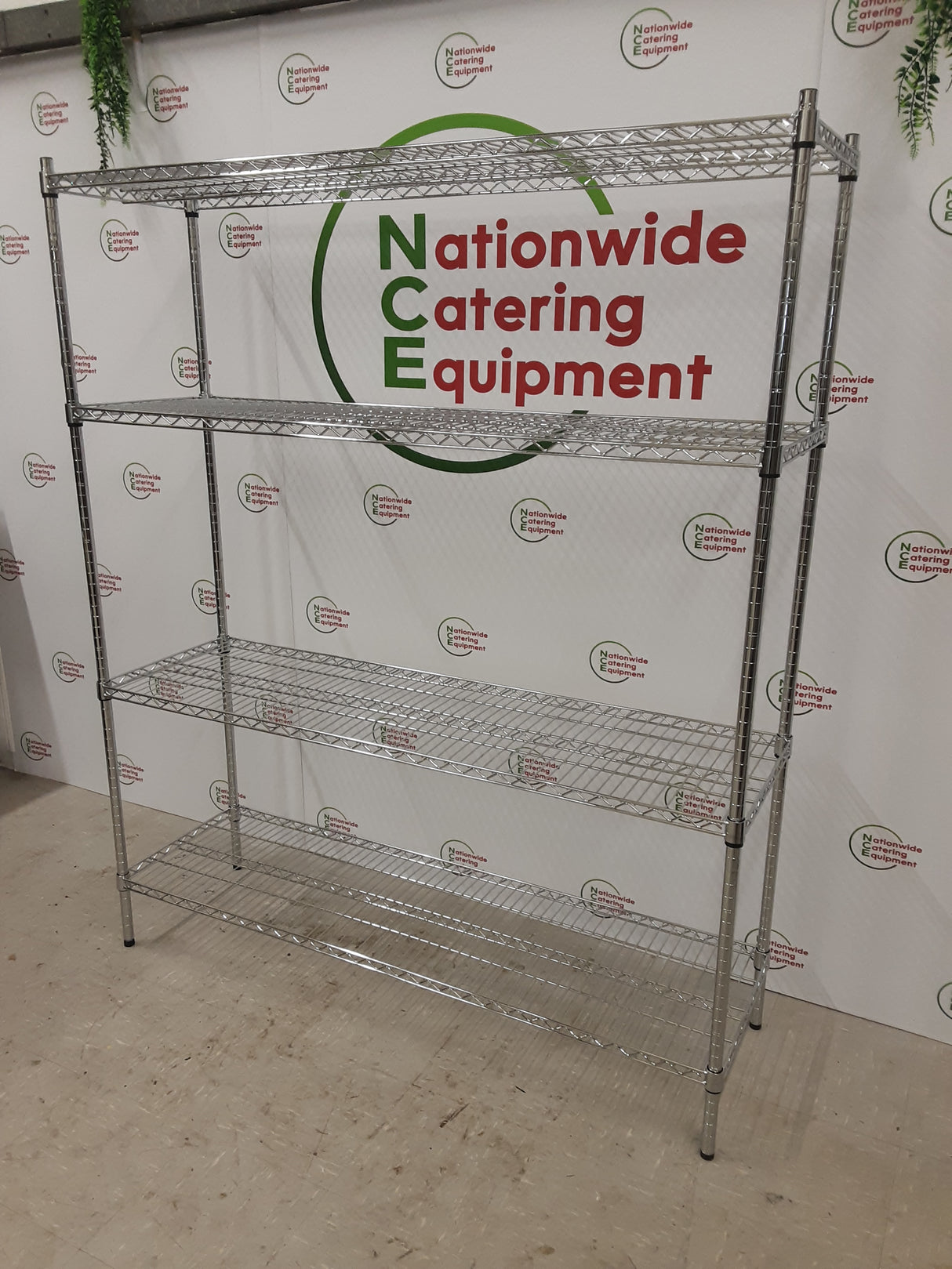 Combisteel Chrome Four Tier Wire Shelving Unit 150x45cm (NCE5195)