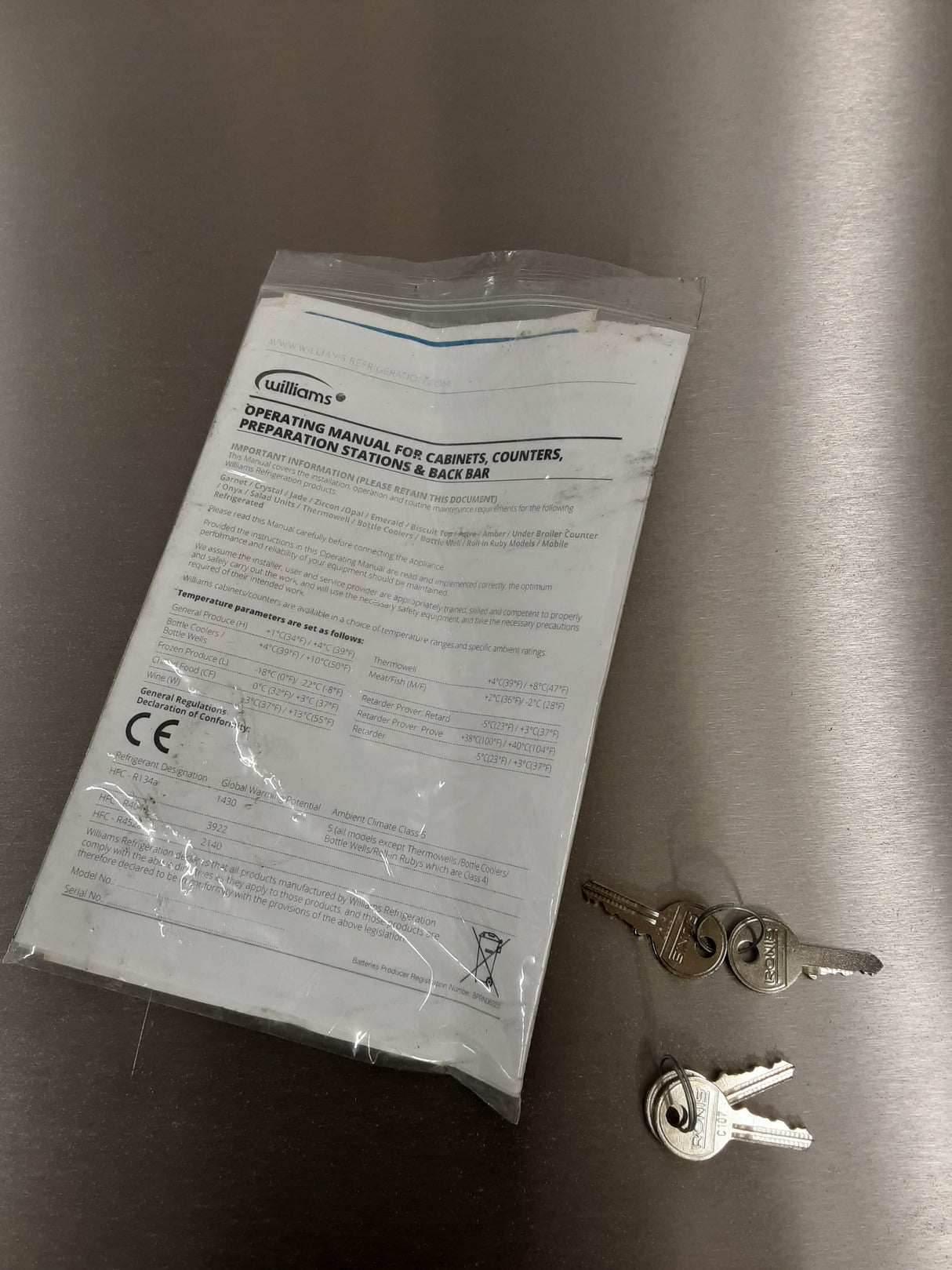 Un-Used / B-Grade Williams Two Door Counter Fridge, 140cm, Model HO2SS (NCE5310)