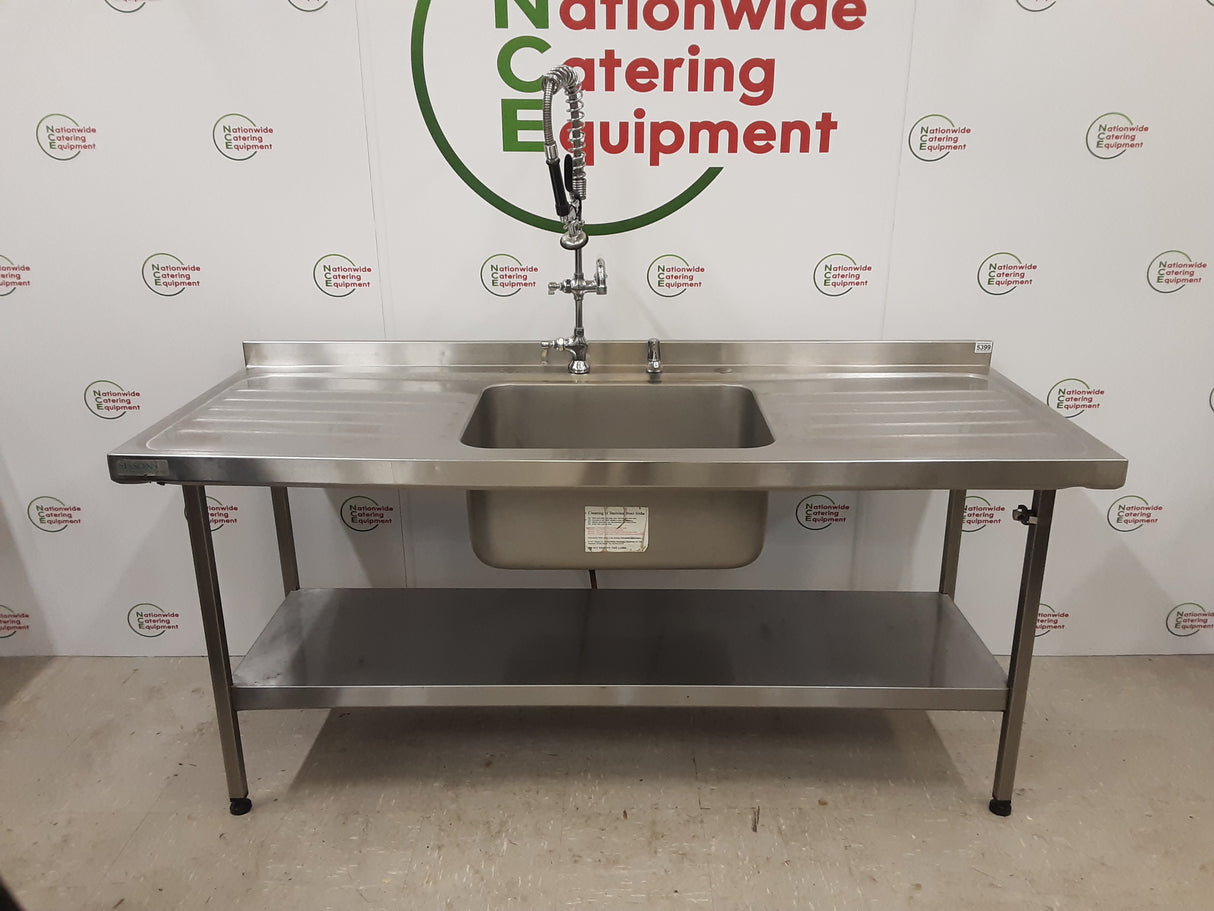 Stainless Steel Single Sink With Twin Drainers & Pre-Wash Spray, 180cm (NCE5399)