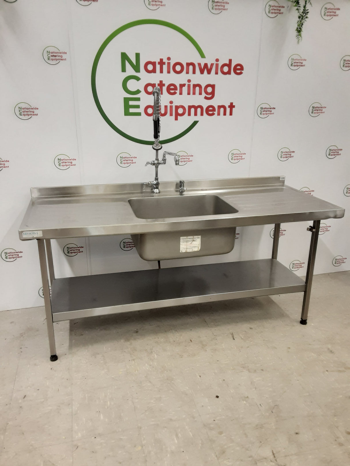 Stainless Steel Single Sink With Twin Drainers & Pre-Wash Spray, 180cm (NCE5399)