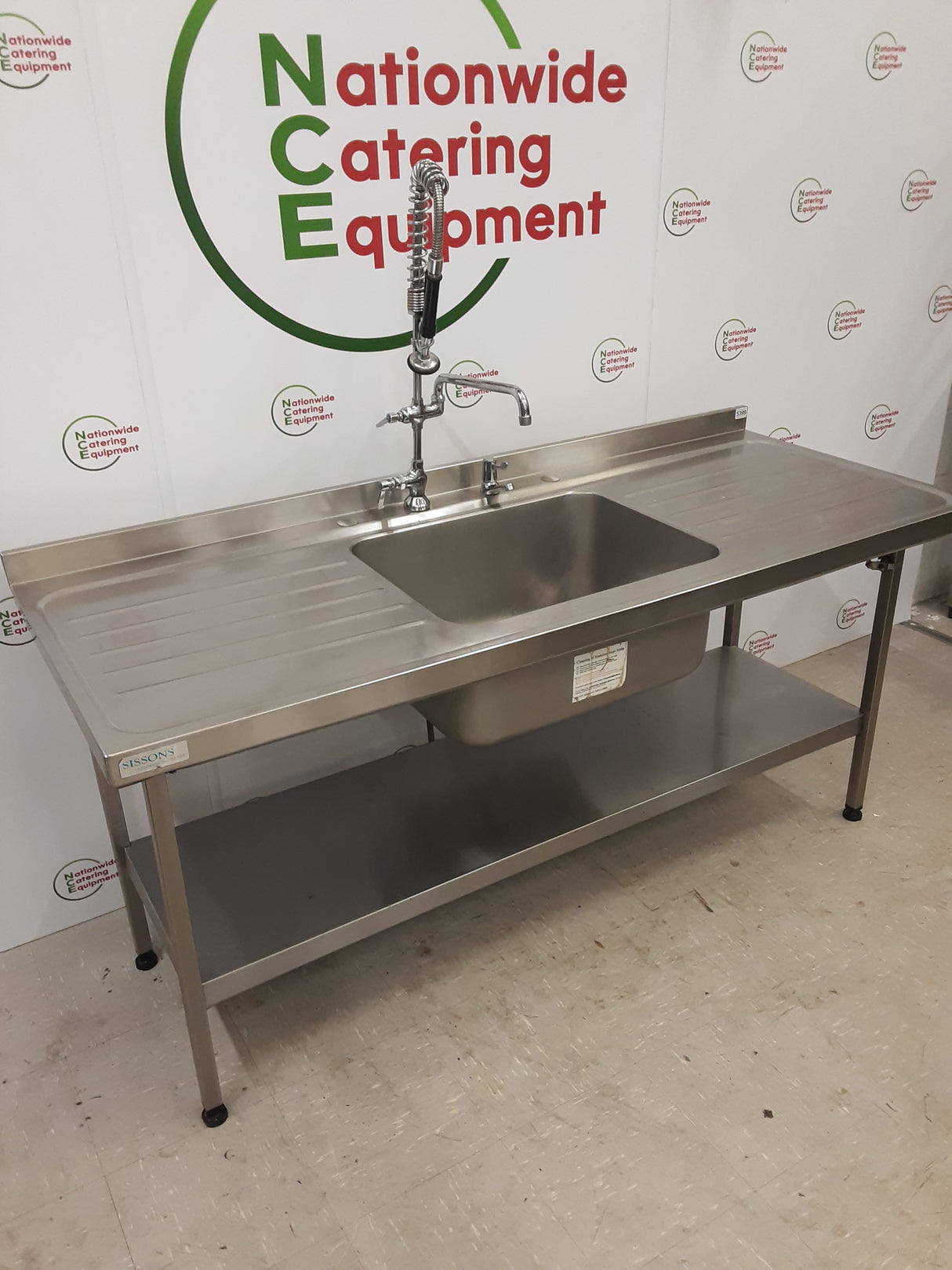 Stainless Steel Single Sink With Twin Drainers & Pre-Wash Spray, 180cm (NCE5399)