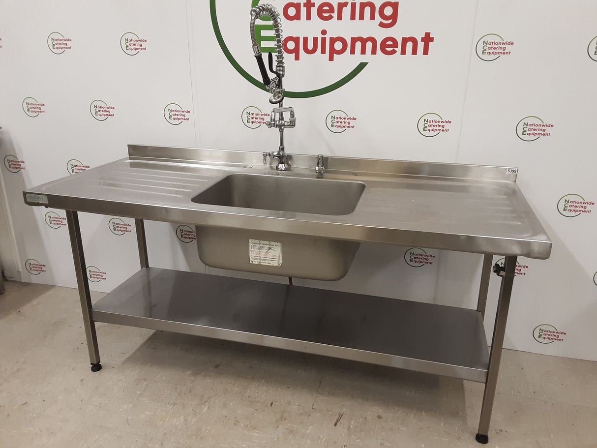 Stainless Steel Single Sink With Twin Drainers & Pre-Wash Spray, 180cm (NCE5399)