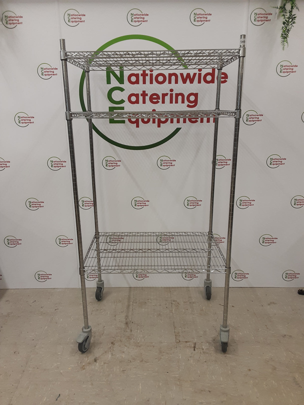 Wire Shelving Unit on Wheels, Three Tier, 90x60cm (NCE5466)