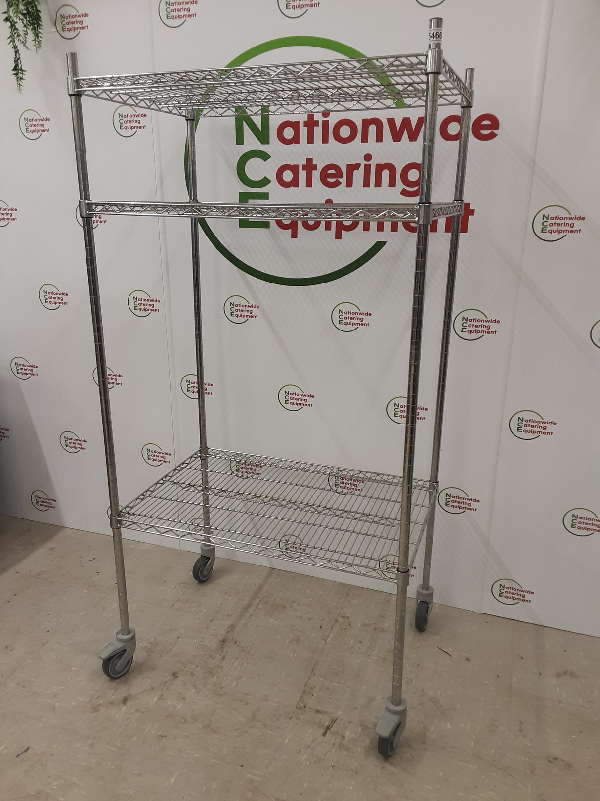 Wire Shelving Unit on Wheels, Three Tier, 90x60cm (NCE5466)