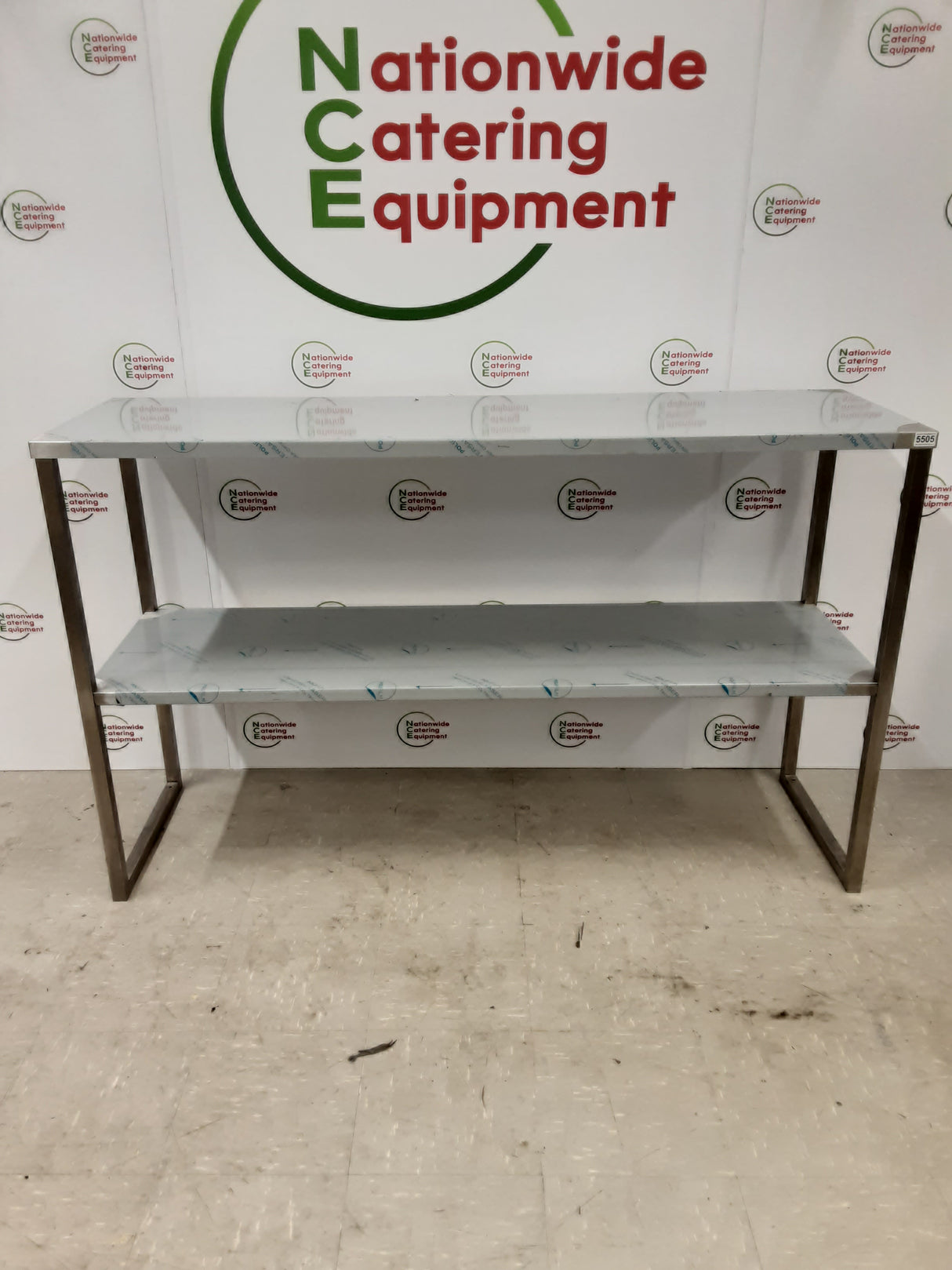 New/Un-Used Stainless Steel Two Tier Tabletop Shelving Unit, 165x50cm (NCE5505)