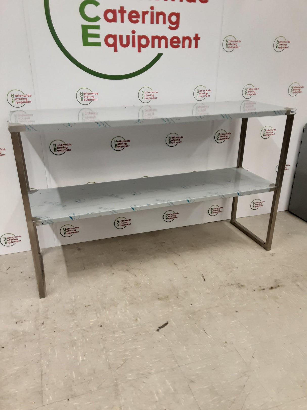 New/Un-Used Stainless Steel Two Tier Tabletop Shelving Unit, 165x50cm (NCE5505)