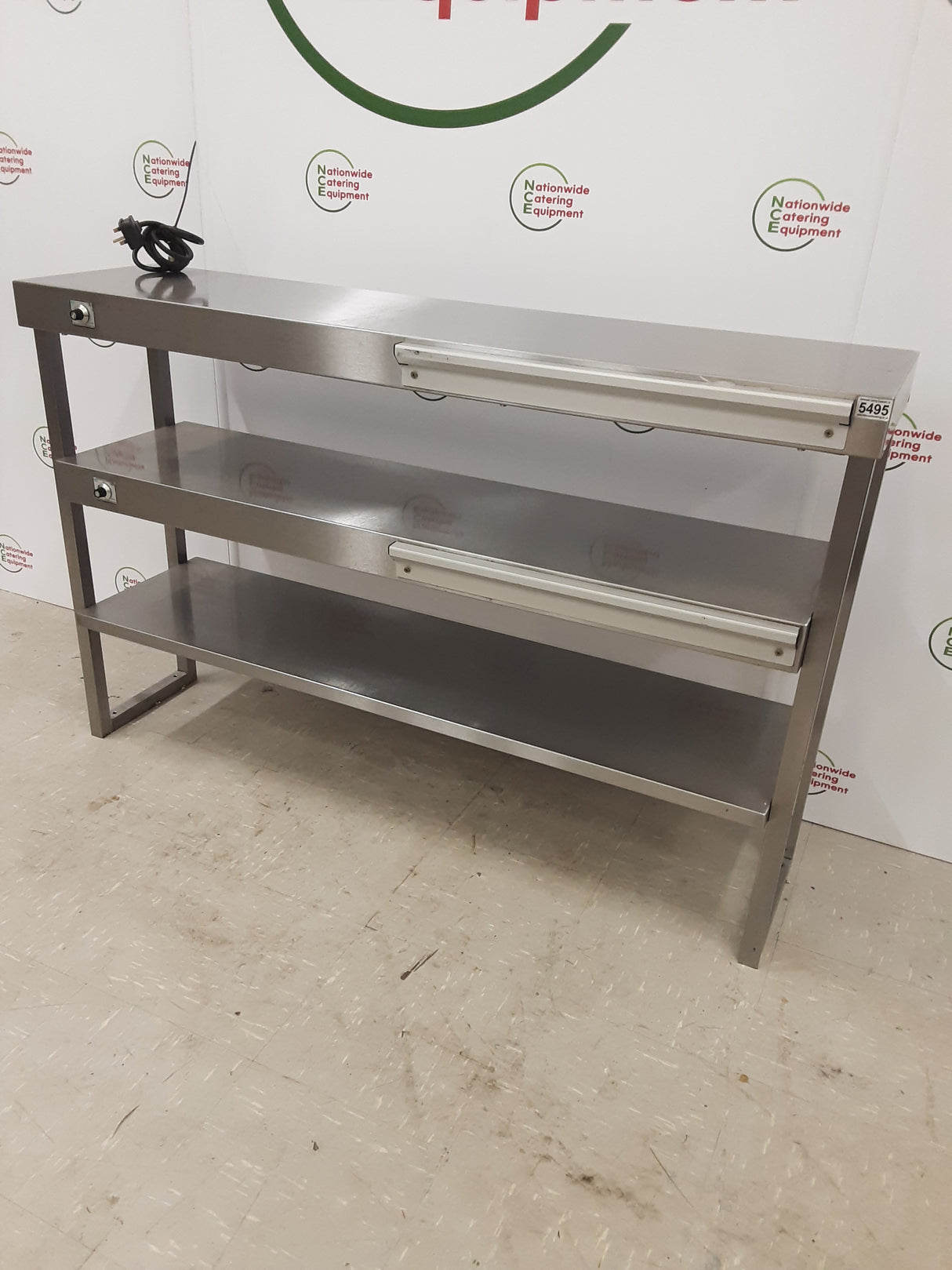 Stainless Steel Tabletop Three Tier Heated Gantry (Top Two Tiers Heated),140cm, 13amp (NCE5495)