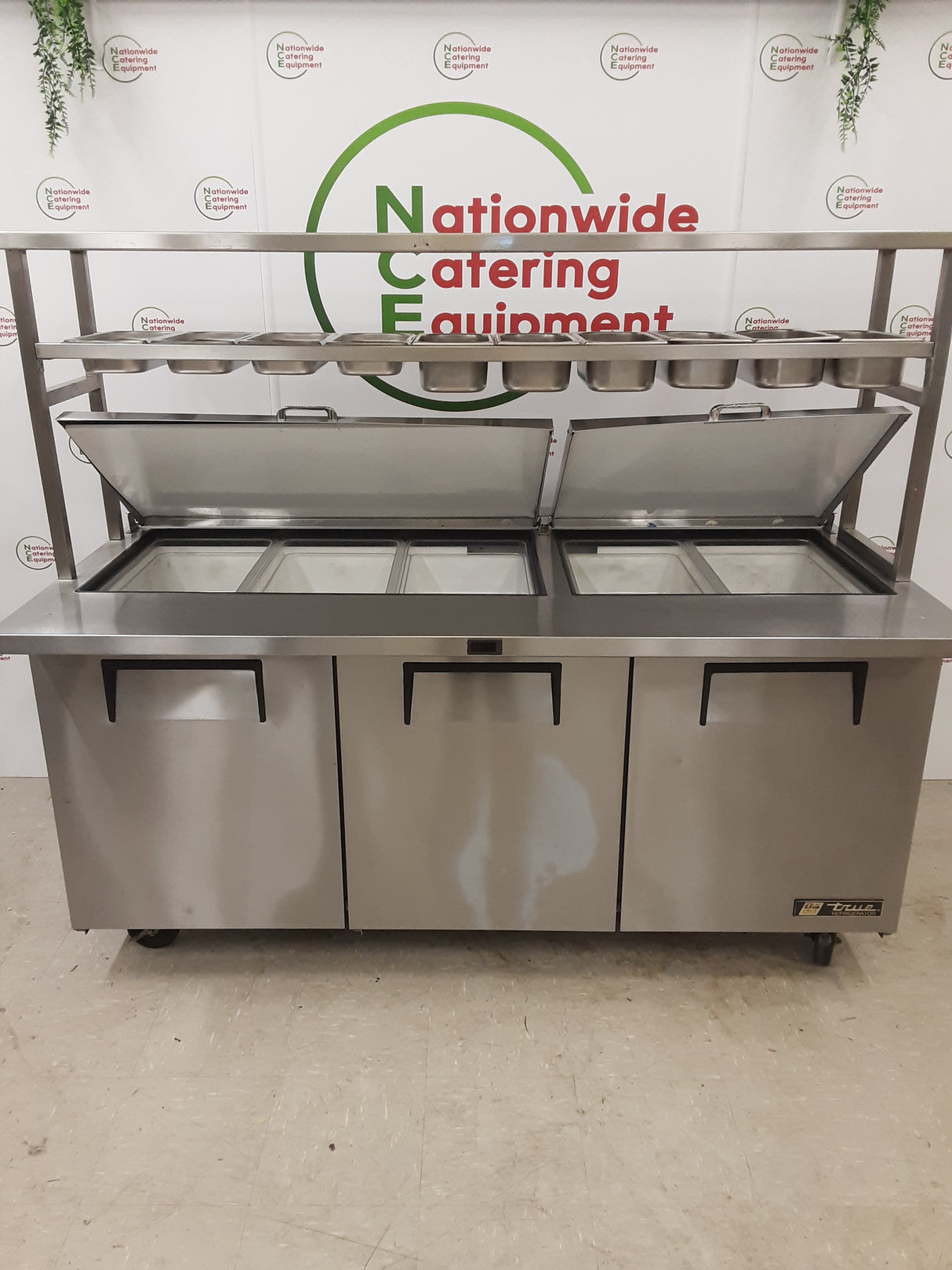 True Three Door Counter Fridge With Toppings Openings, Shelving, Extra Deep (NCE5427)