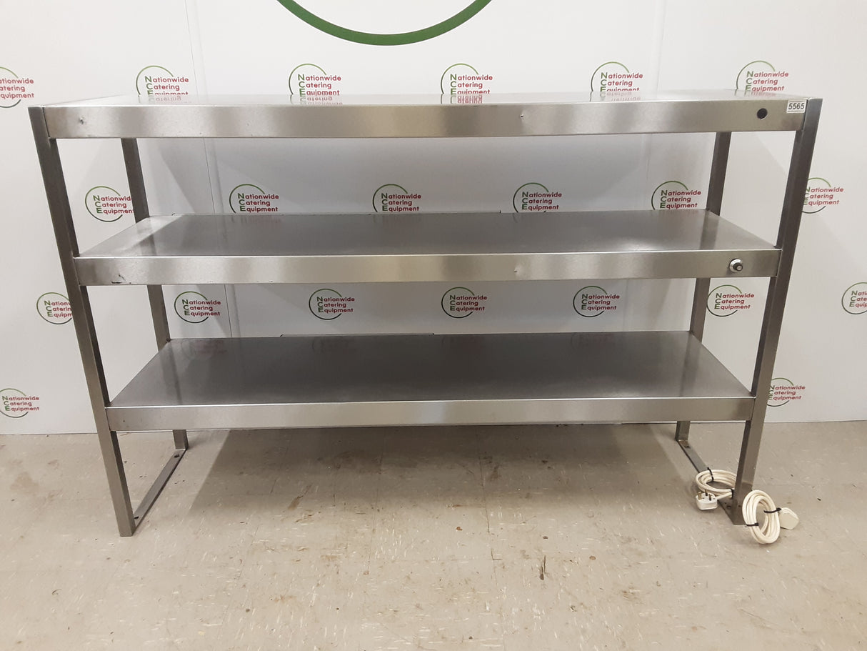 Stainless Steel Three Tier Heated (Top Two Tiers Heated) Tabletop Gantry, 13amp, Double Lights (NCE5565)