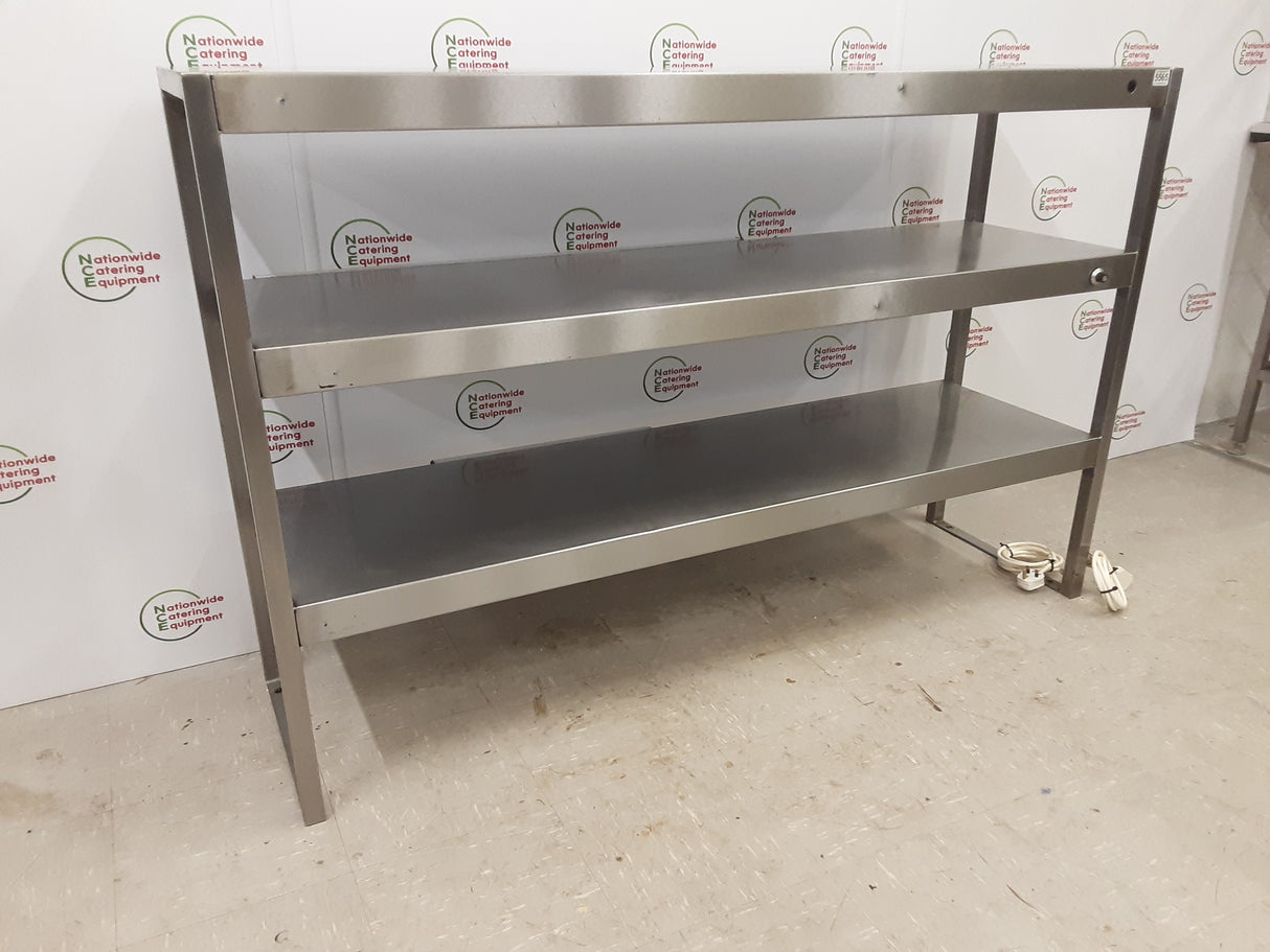 Stainless Steel Three Tier Heated (Top Two Tiers Heated) Tabletop Gantry, 13amp, Double Lights (NCE5565)