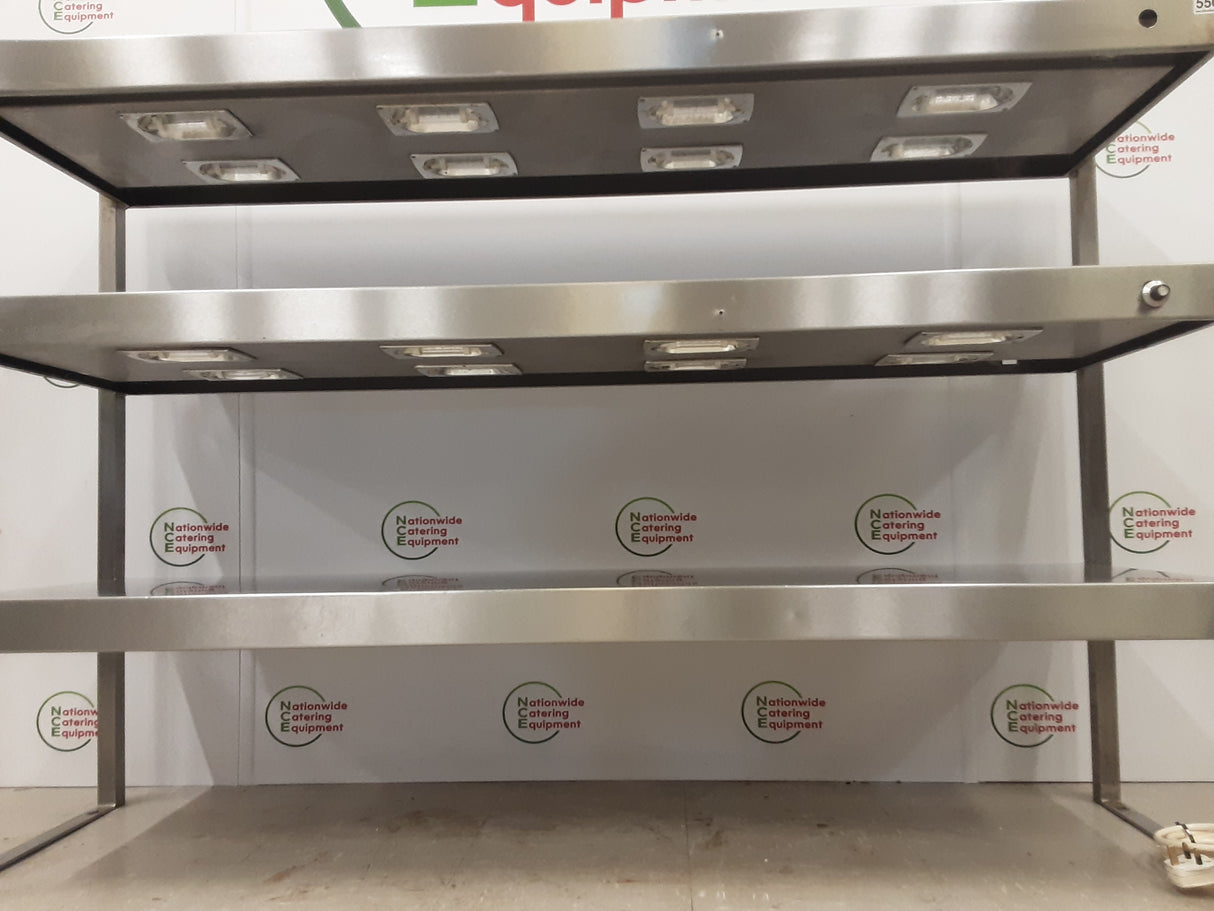 Stainless Steel Three Tier Heated (Top Two Tiers Heated) Tabletop Gantry, 13amp, Double Lights (NCE5565)