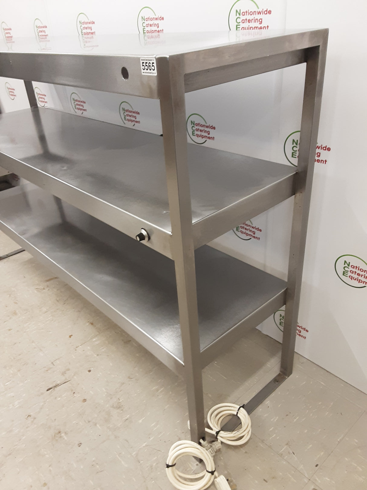 Stainless Steel Three Tier Heated (Top Two Tiers Heated) Tabletop Gantry, 13amp, Double Lights (NCE5565)