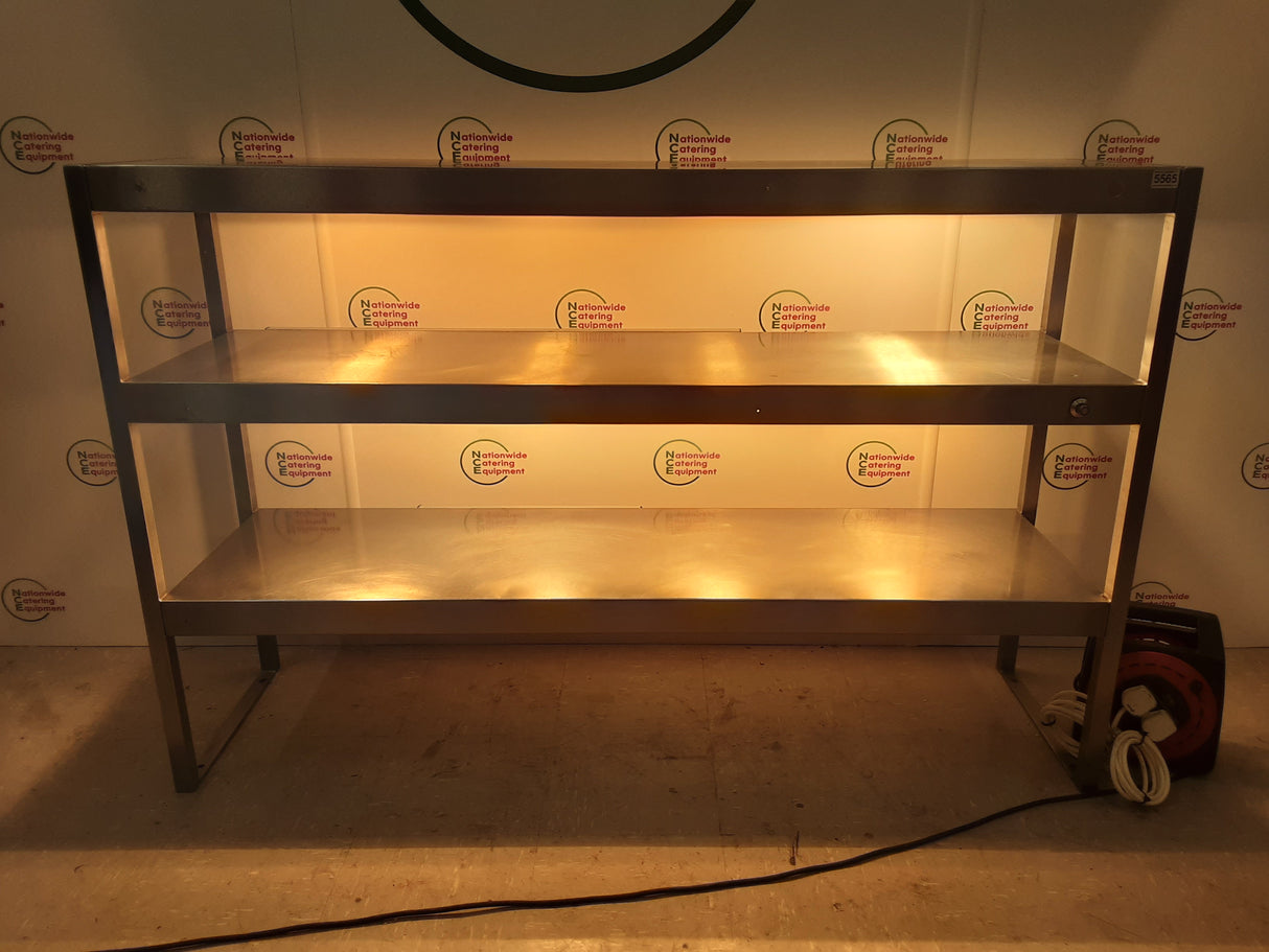 Stainless Steel Three Tier Heated (Top Two Tiers Heated) Tabletop Gantry, 13amp, Double Lights (NCE5565)