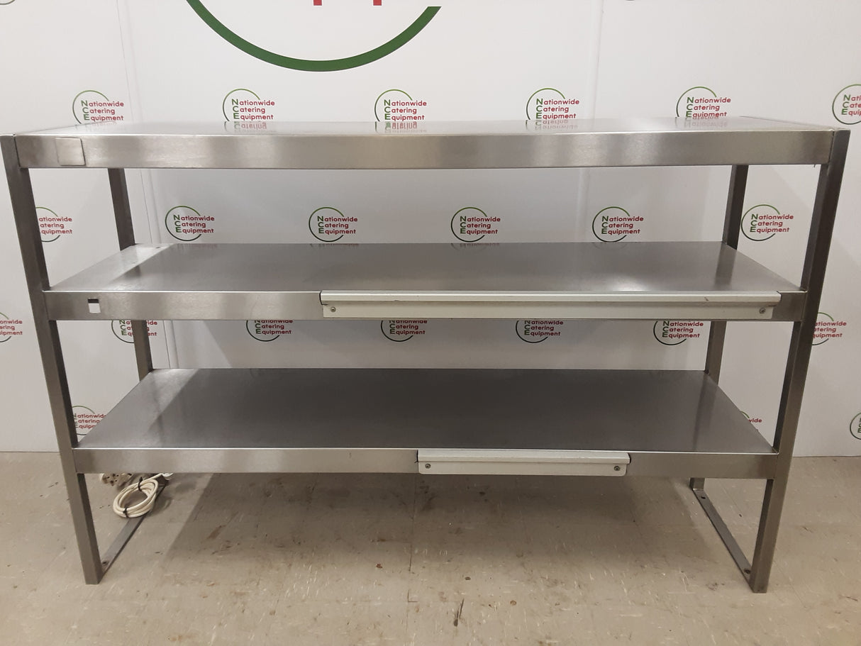 Stainless Steel Three Tier Heated (Top Two Tiers Heated) Tabletop Gantry, 13amp, Double Lights (NCE5565)