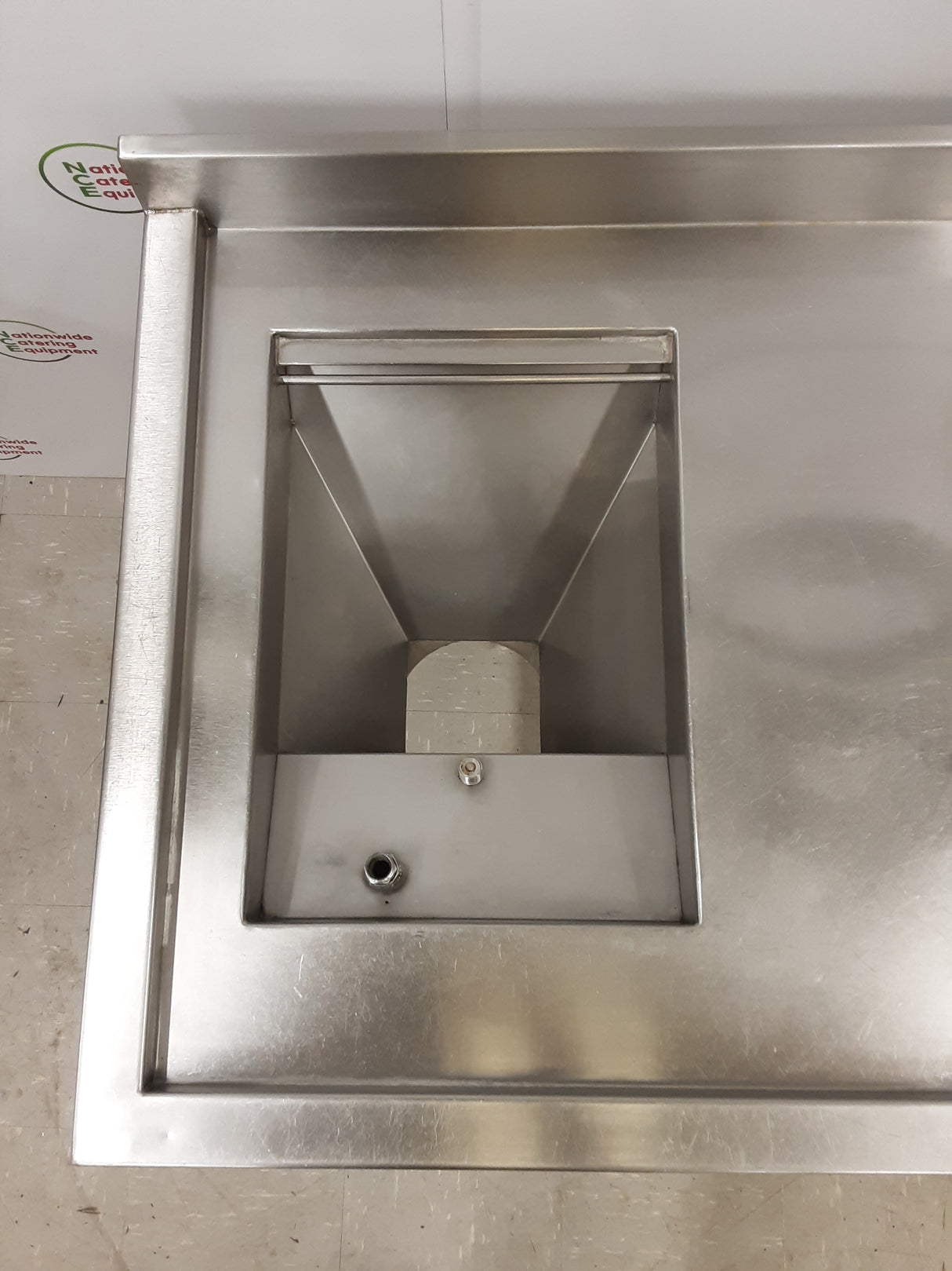 CLEARANCE Stainless Steel Single Sink- Corner Cut Out, Waste Disposal Hole, 180cm (NCE5632)