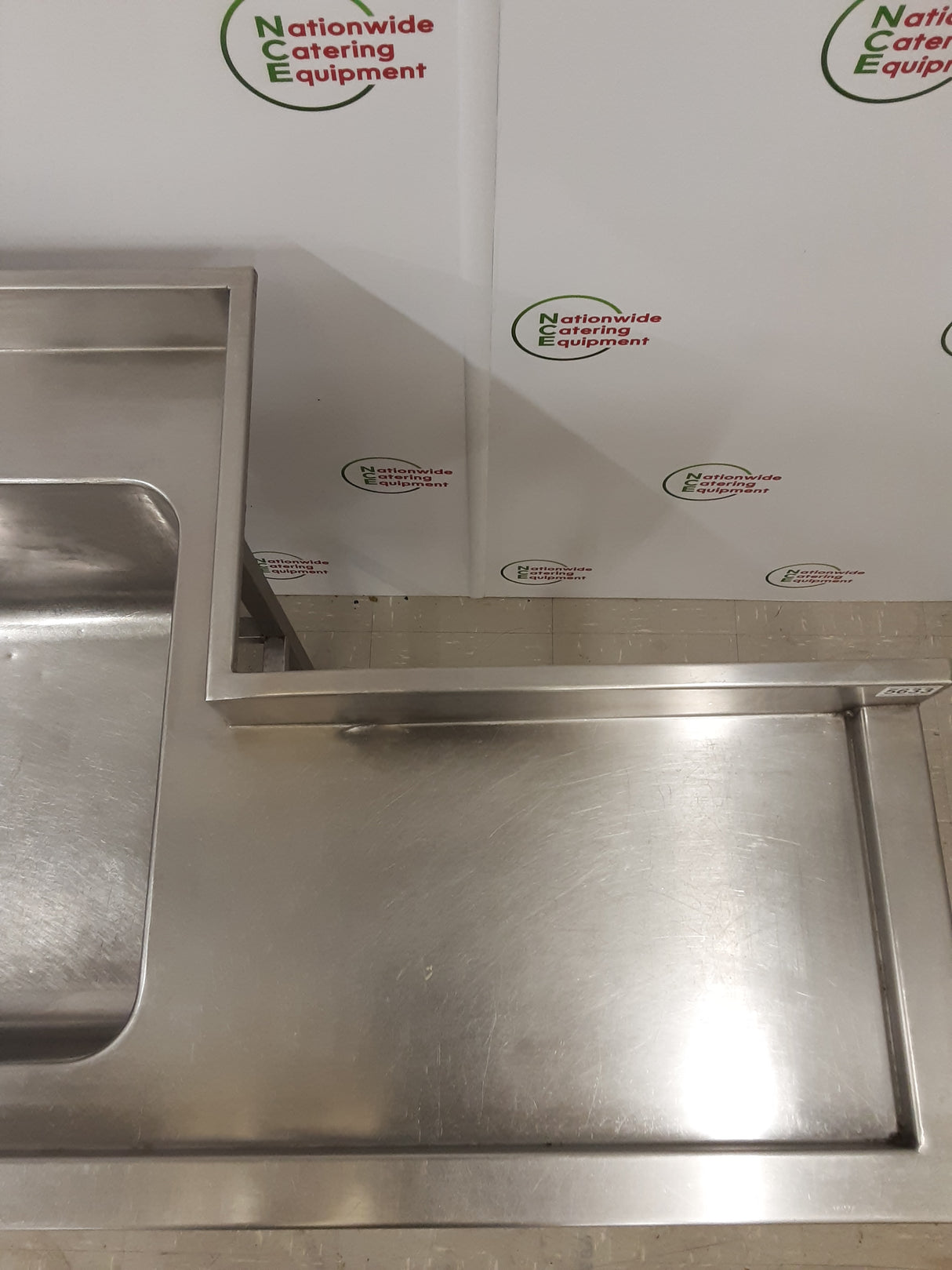 CLEARANCE Stainless Steel Single Sink- Corner Cut Out, Waste Disposal Hole, 180cm (NCE5632)