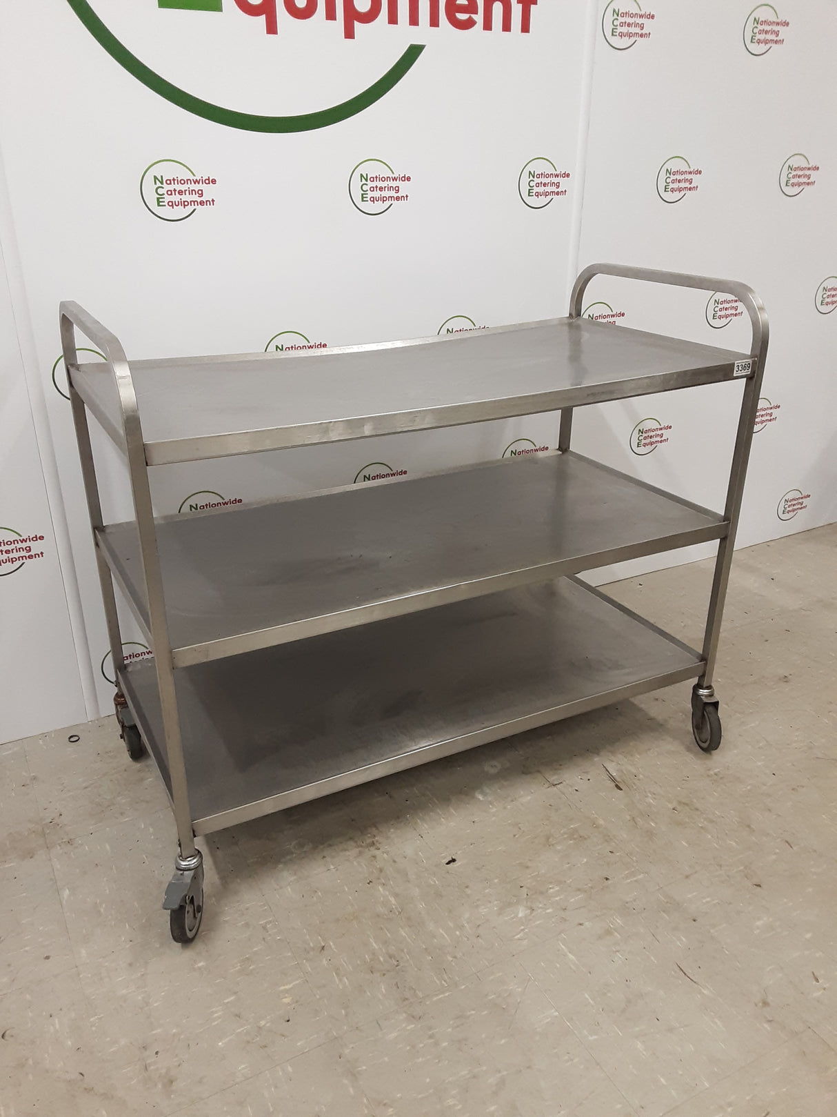 CLEARANCE Commercial Catering Large Stainless Steel Three Tier Trolley (NCE3369)