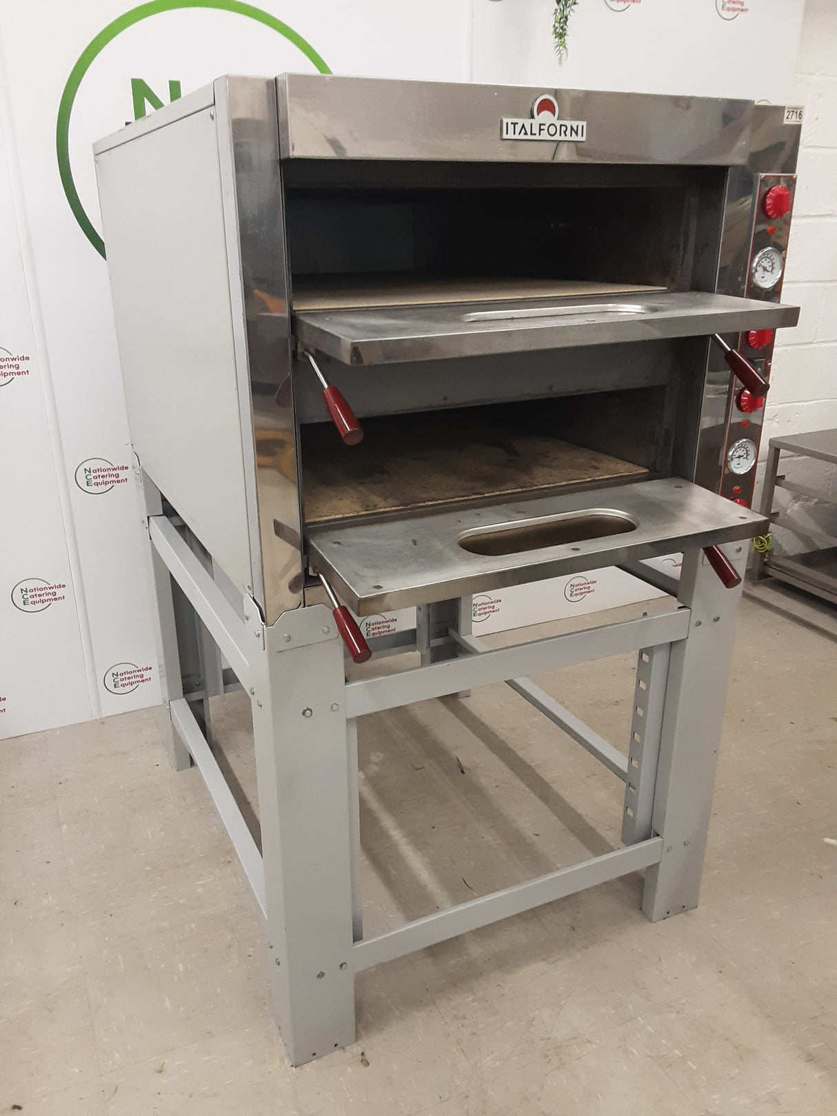 Commercial Catering 2022 Italforni Twin Deck Electric (3ph) Pizza Oven On Stand (NCE2716)