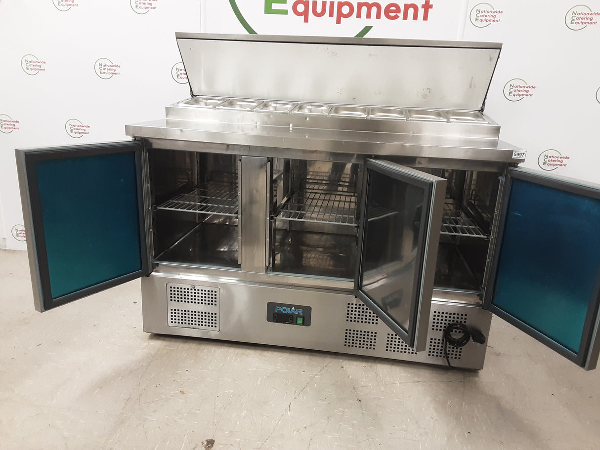 Polar Three Door Counter Fridge With Toppings Opening, 137cm, Model- G605 (NCE5997)