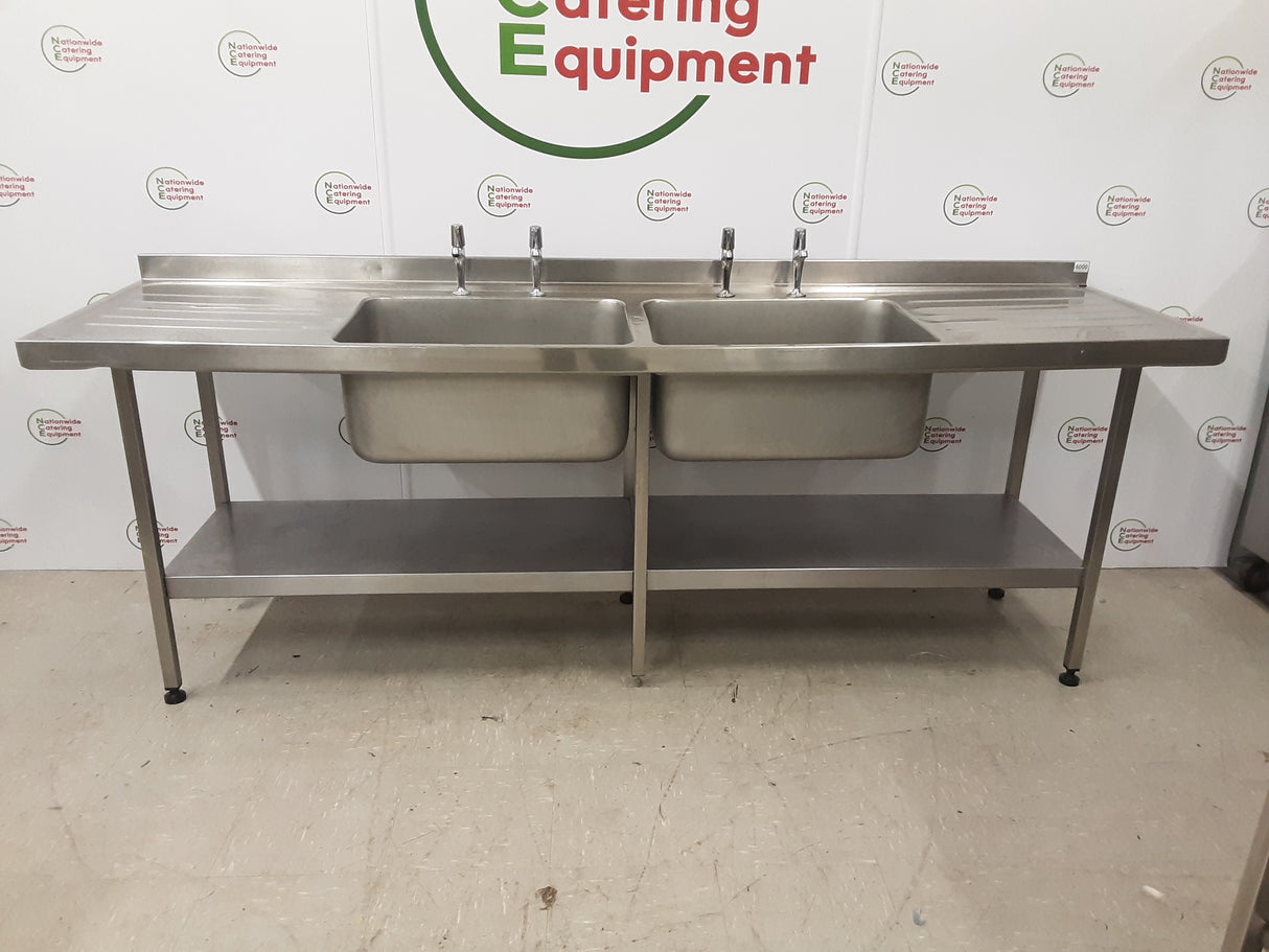 Stainless Steel Double Sink With Twin Drainers, 240x65cm (NCE6000)