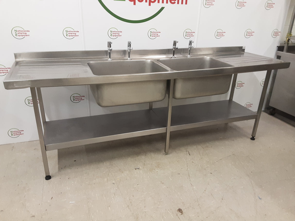 Stainless Steel Double Sink With Twin Drainers, 240x65cm (NCE6000)