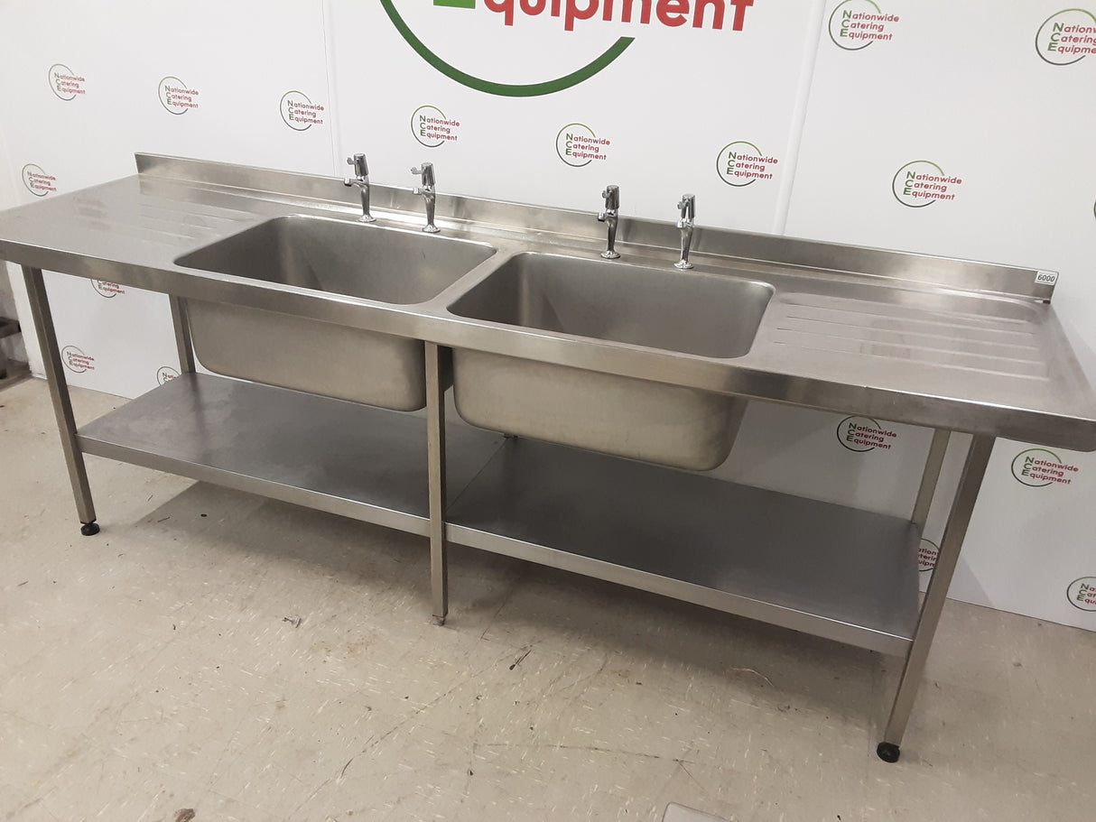Stainless Steel Double Sink With Twin Drainers, 240x65cm (NCE6000)