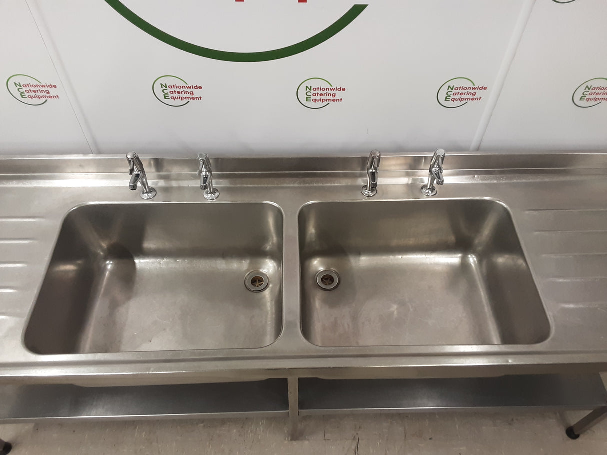 Stainless Steel Double Sink With Twin Drainers, 240x65cm (NCE6000)
