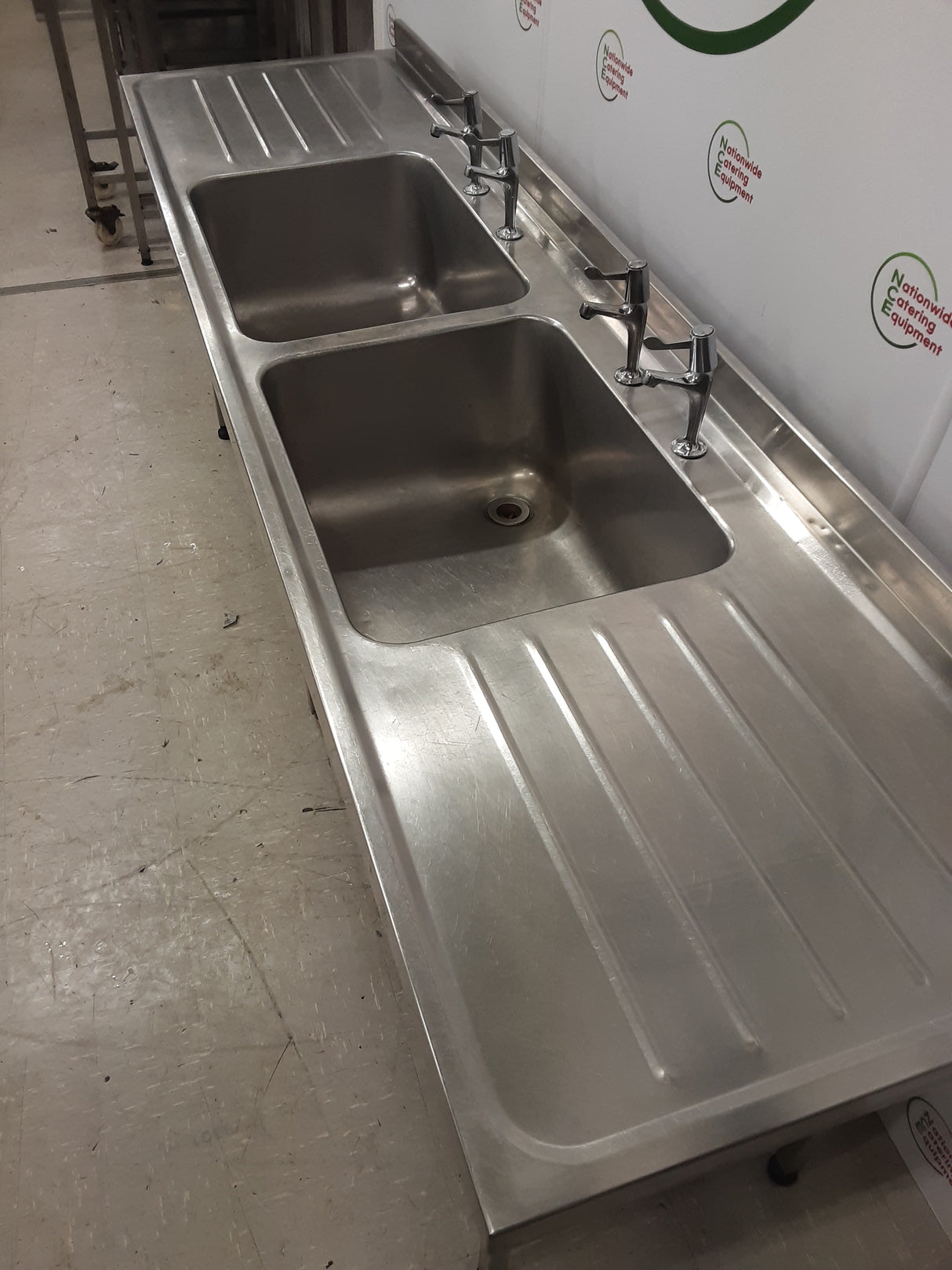 Stainless Steel Double Sink With Twin Drainers, 240x65cm (NCE6000)