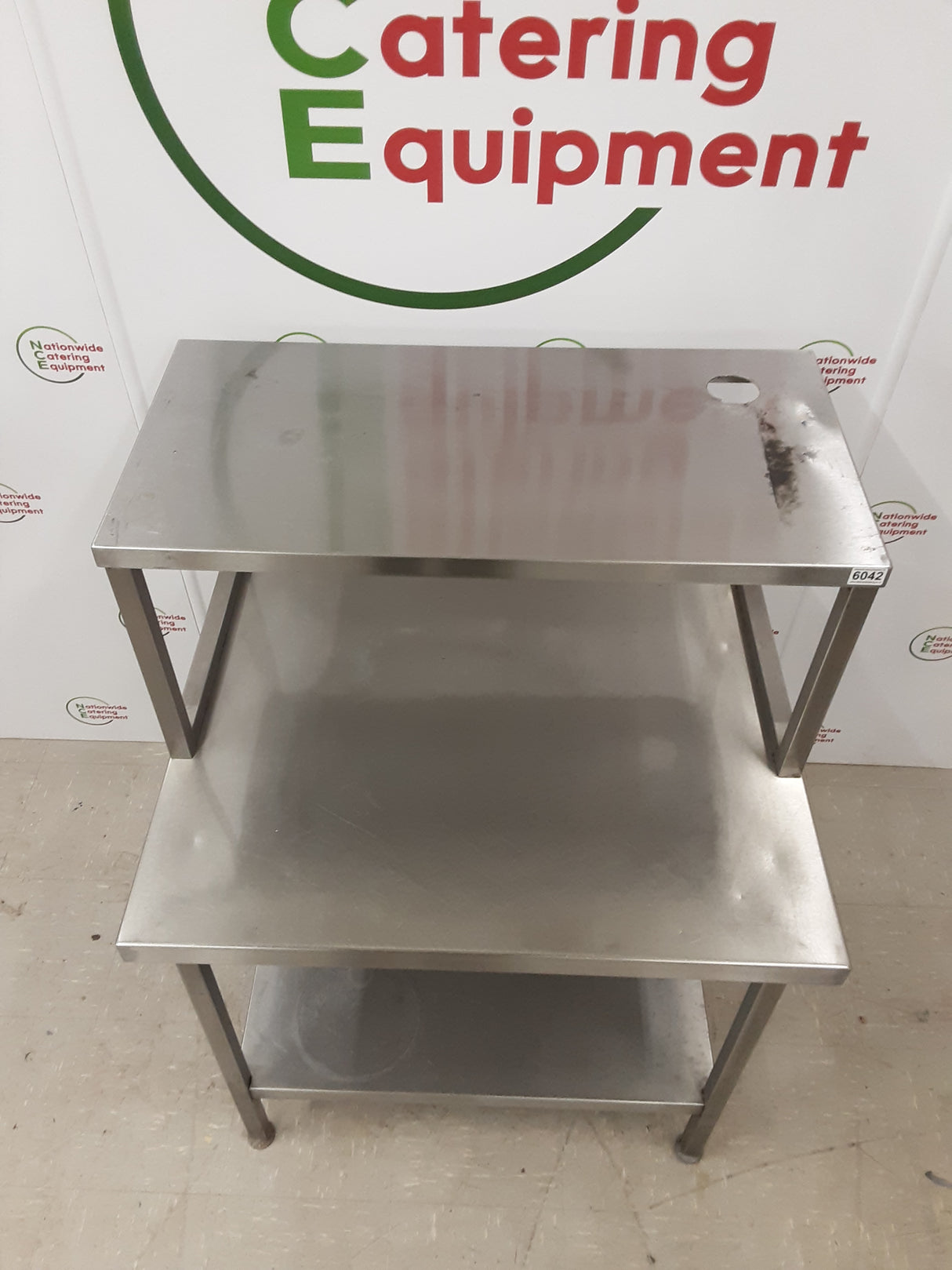 Stainless Steel Table With Over Table Shelf Attached (NCE6043)