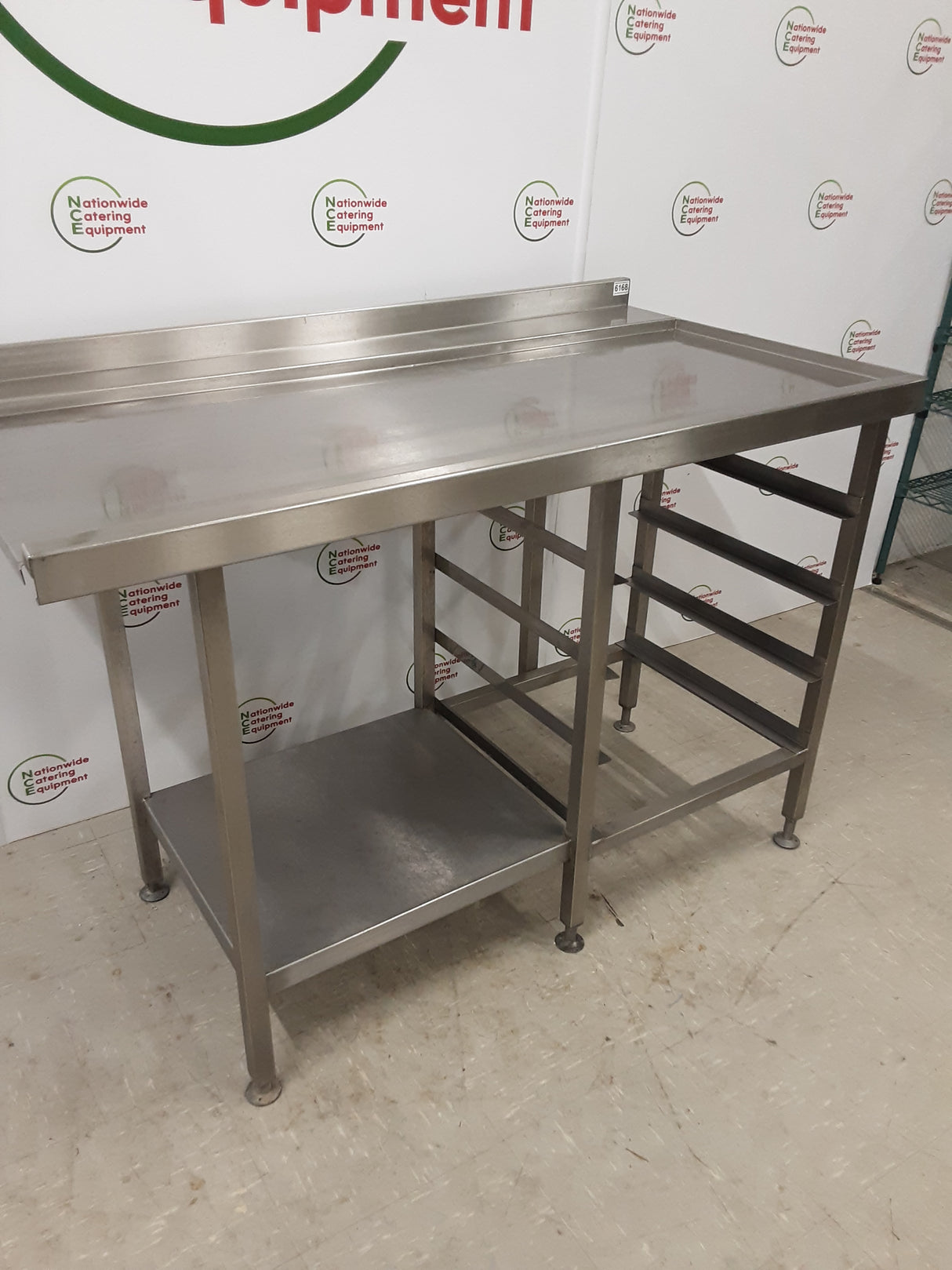 Stainless Steel Dishwasher Exit Table With Racking, 130cm (NCE6168)