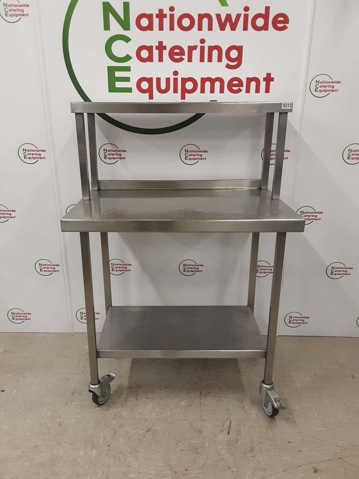 Stainless Steel Table On Wheels With Shelf Over 90x60cm (NCE6212)