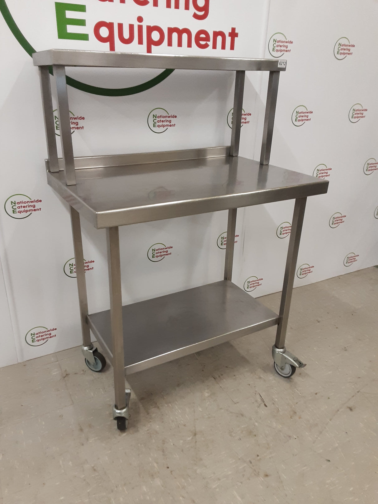 Stainless Steel Table On Wheels With Shelf Over 90x60cm (NCE6212)