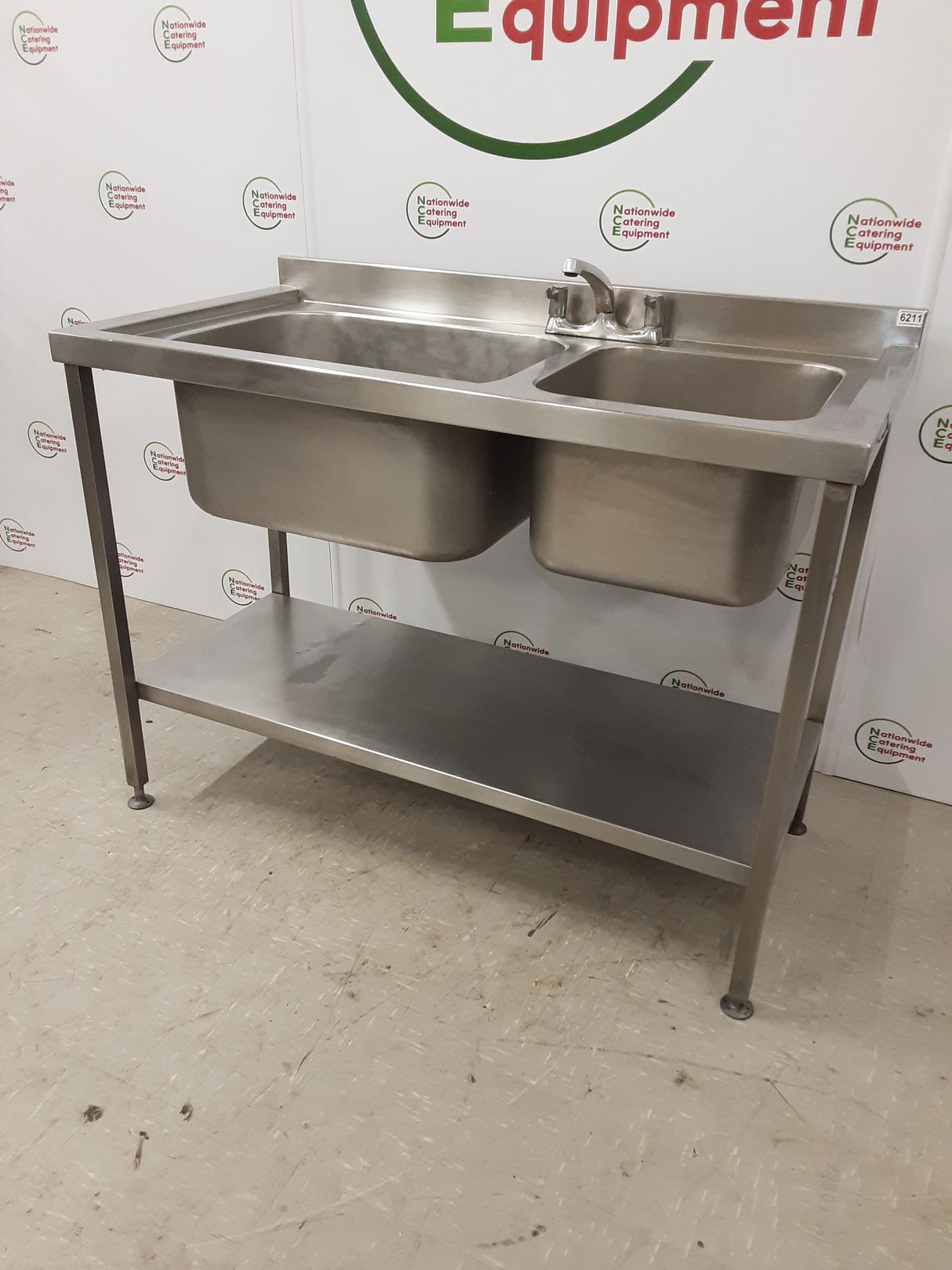 Stainless Steel Double Sink, No Drainer, 125cm (NCE6211)