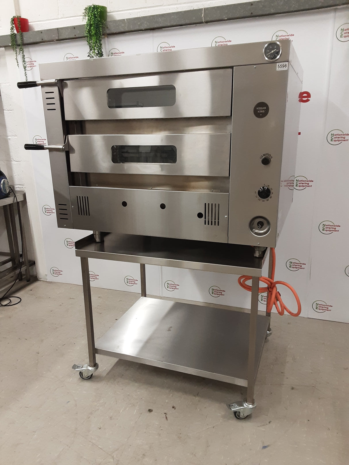 Kebab-King, By Caterbake Un-Used/New Twin Deck Pizza Oven On Stand - LPG (NCE5598)