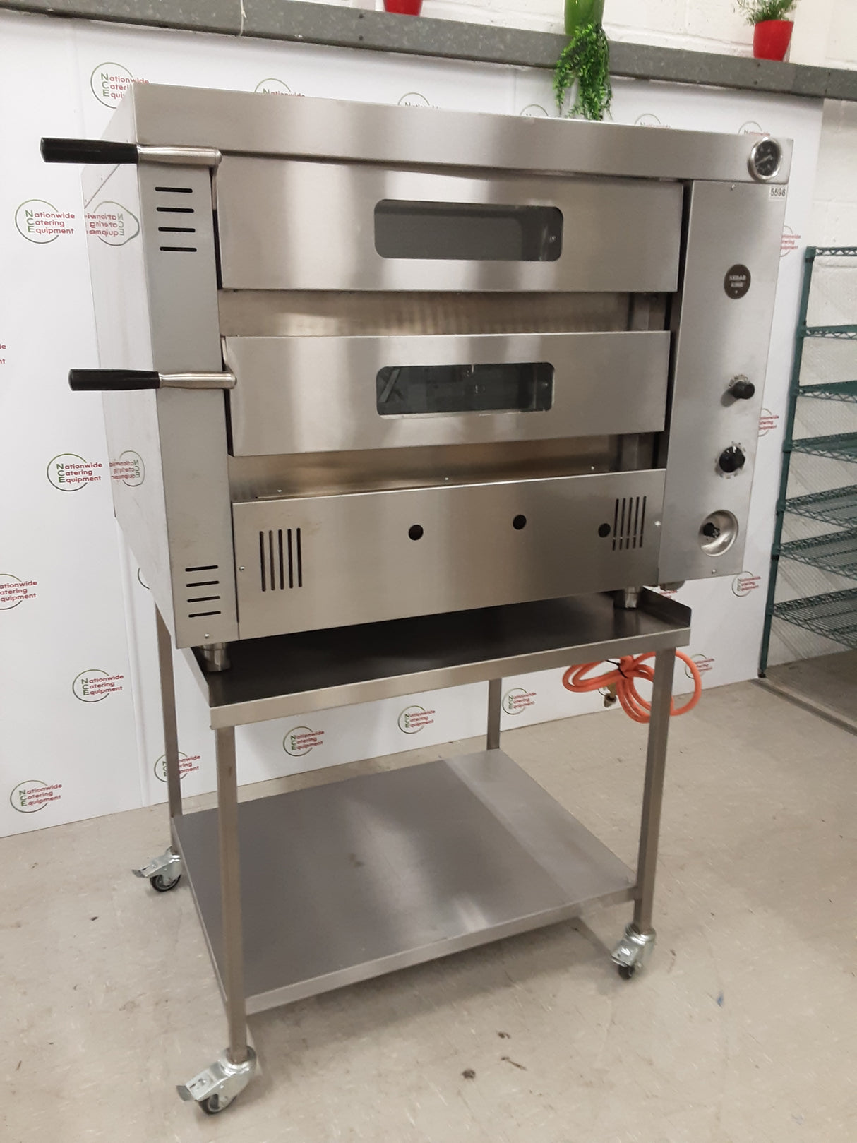 Kebab-King, By Caterbake Un-Used/New Twin Deck Pizza Oven On Stand - LPG (NCE5598)