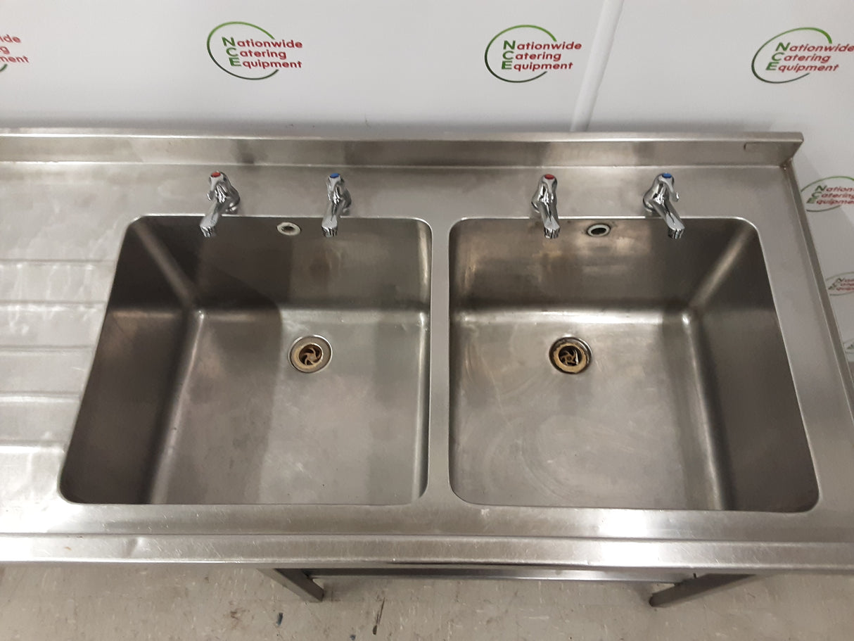 Stainless Steel Double Sink With Appliance Space Beneath 175x65cm (NCE6263)