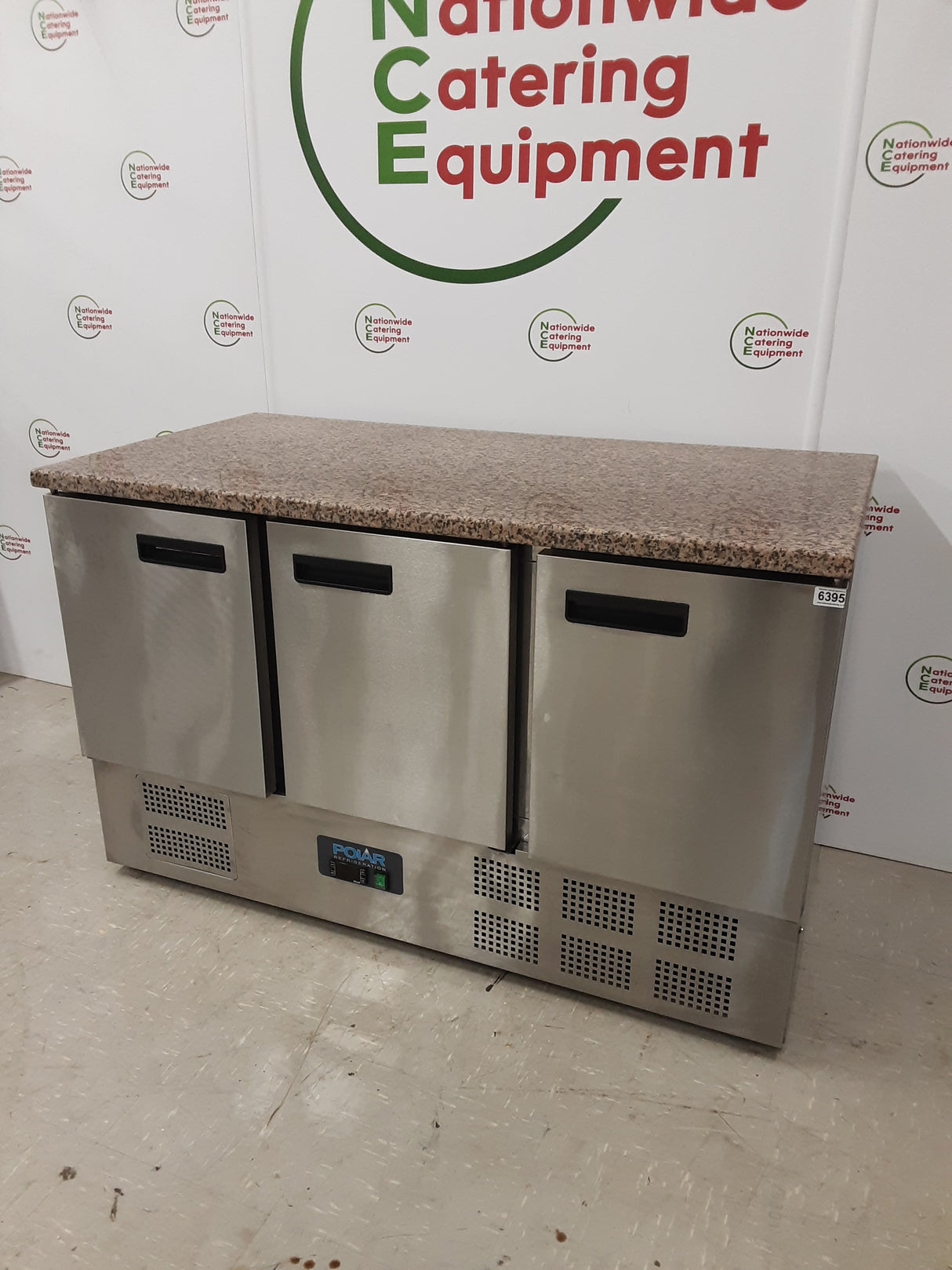 Polar G-Series Three Door Counter Fridge Wtih Granite Worktop (NCE6395)