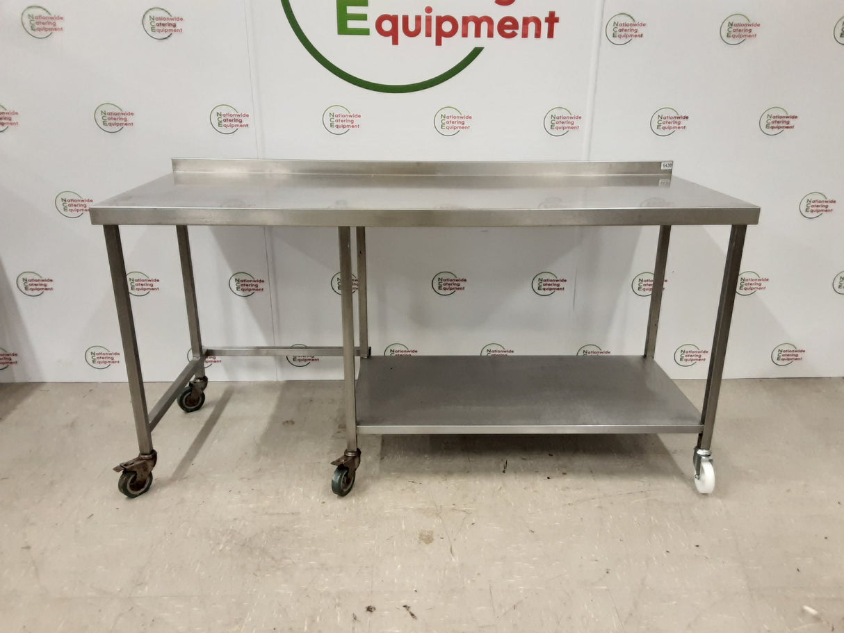Stainless Steel Table On Wheels With Appliance Space 180x70cm (NCE6430)