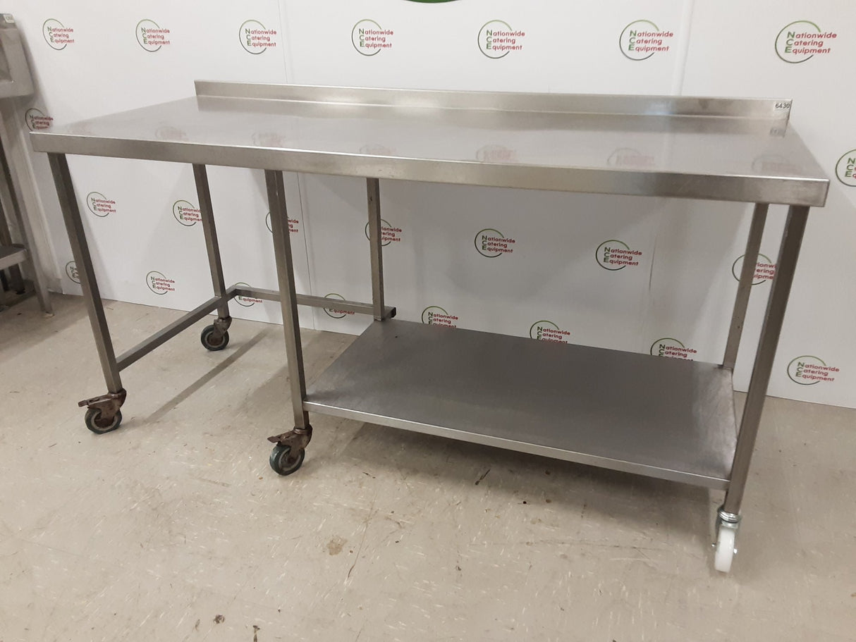 Stainless Steel Table On Wheels With Appliance Space 180x70cm (NCE6430)