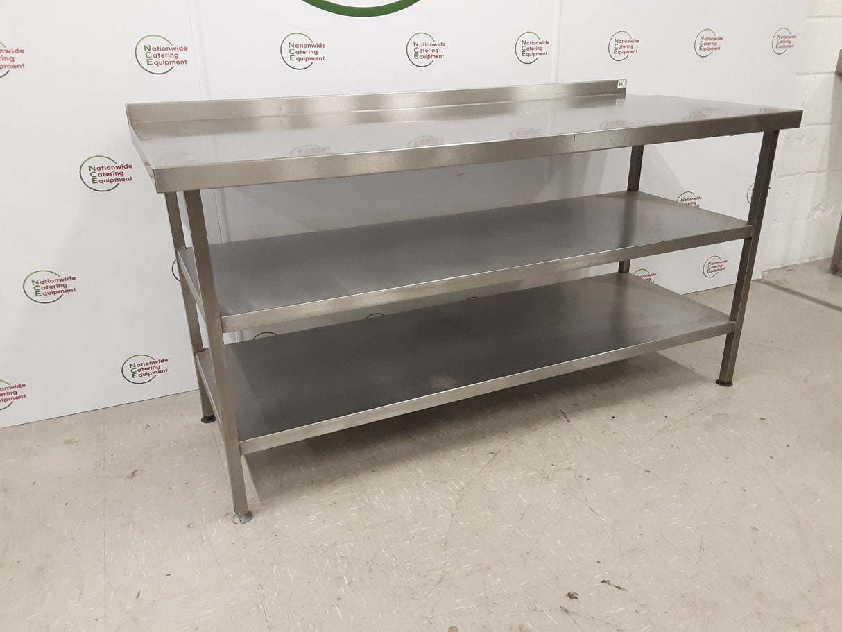 Stainless Steel Table With Two Lower Shelves 175x70cm (NCE6437)