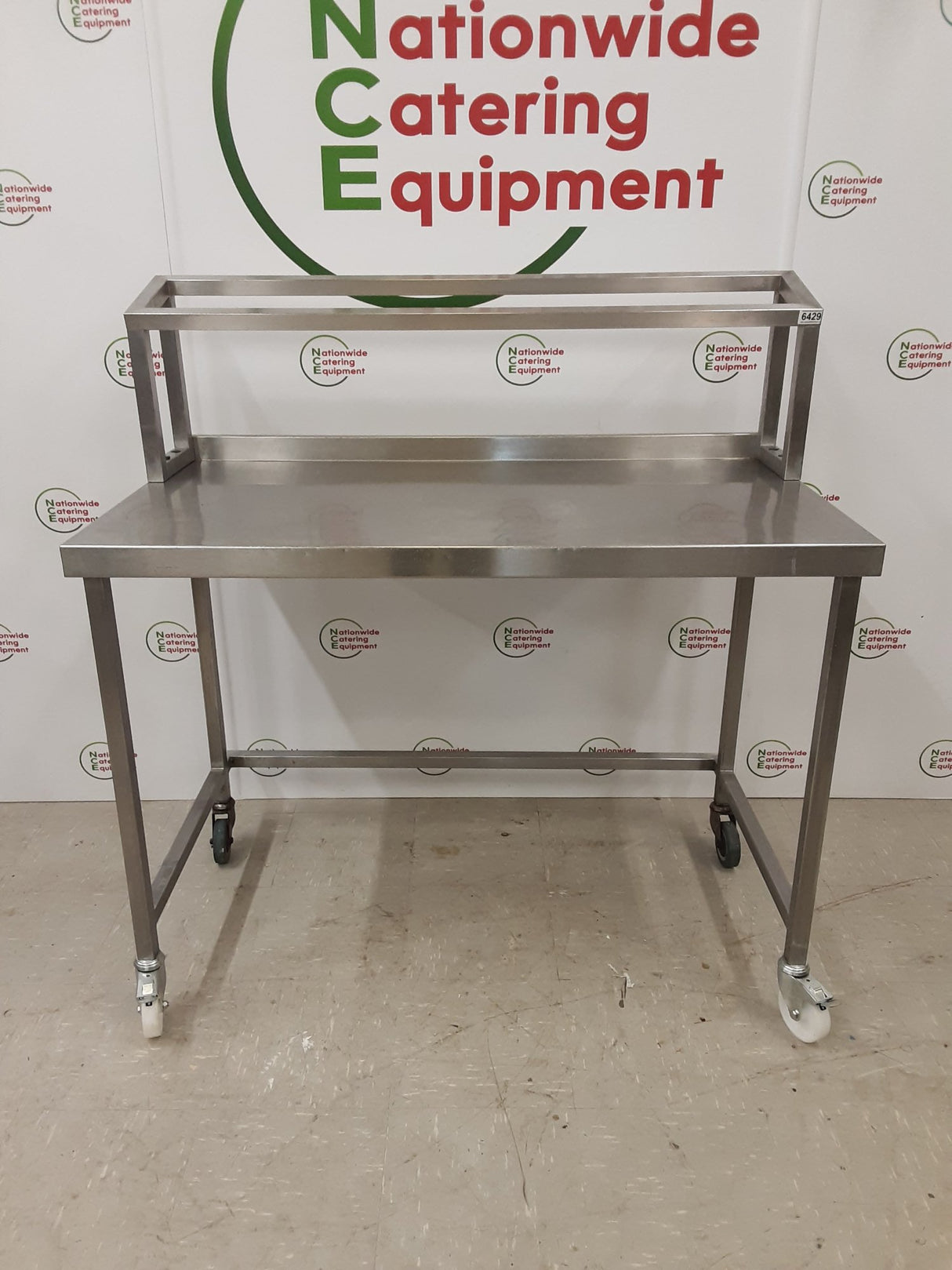 Stainless Steel Table On Wheels With Ambient Gatronorm Rack Above And Appliance Space 120x65cm (NCE6429)