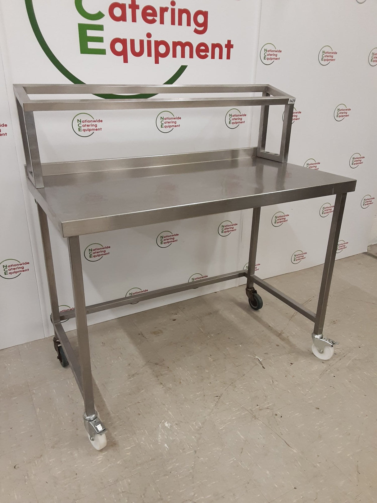 Stainless Steel Table On Wheels With Ambient Gatronorm Rack Above And Appliance Space 120x65cm (NCE6429)