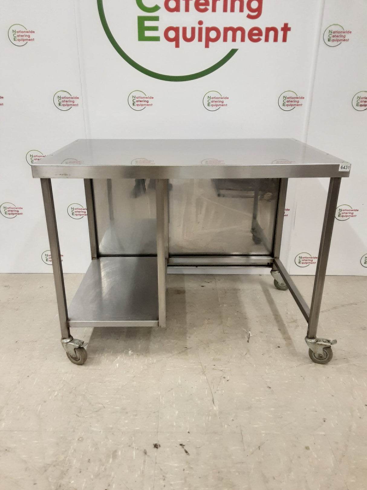 Stainless Steel Table On Wheels With Appliance Space 115x75cm (NCE6431)