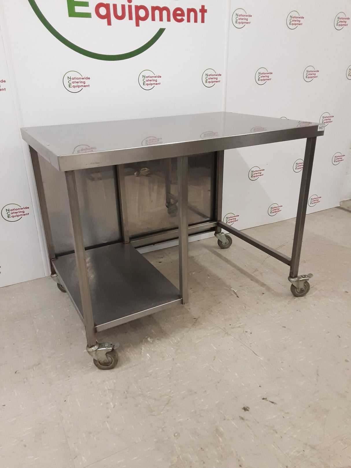 Stainless Steel Table On Wheels With Appliance Space 115x75cm (NCE6431)