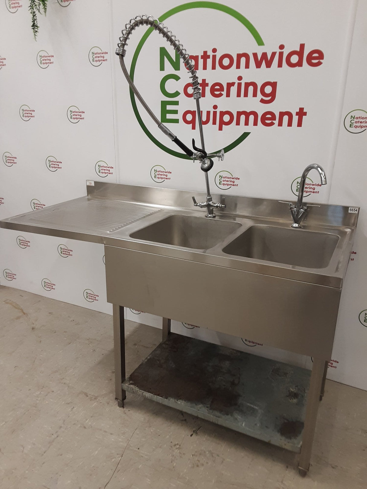 Stainless Steel Double Dishwasher Sink With Pre-Wash Spray 160x70cm (NCE6654)