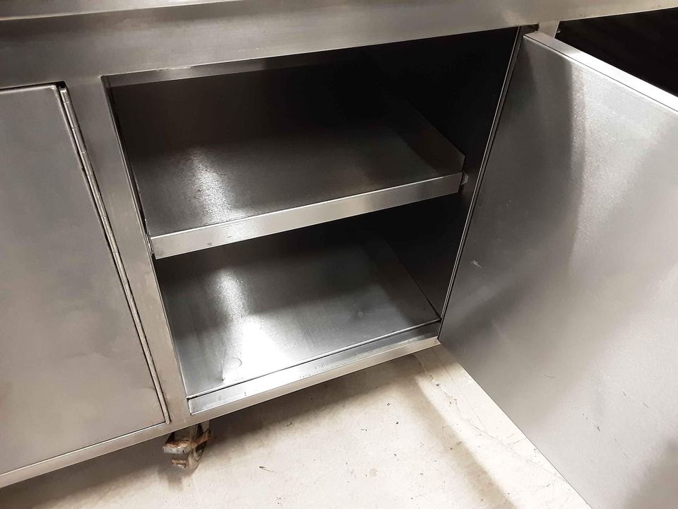 Stainless Steel Three Door Cupboard with Racking, 210cm (NCE3729)