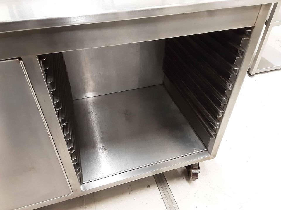 Stainless Steel Three Door Cupboard with Racking, 210cm (NCE3729)
