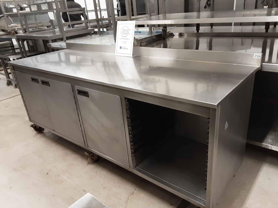 Stainless Steel Three Door Cupboard with Racking, 210cm (NCE3729)