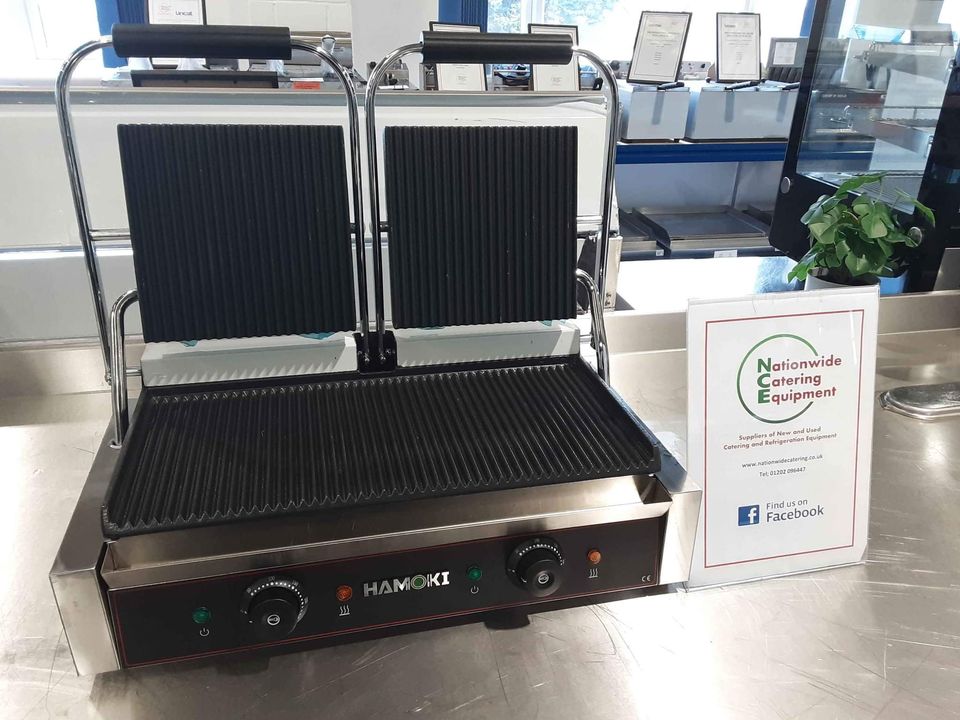 Hamoki Double Ribbed Panini/Contact Grill (NCE4166)