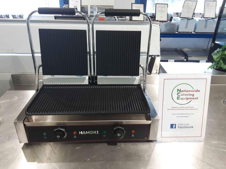 Hamoki Double Ribbed Panini/Contact Grill (NCE4166)